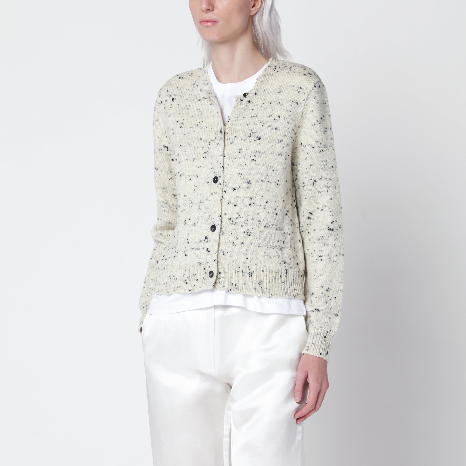 Mélange merino wool cardigan