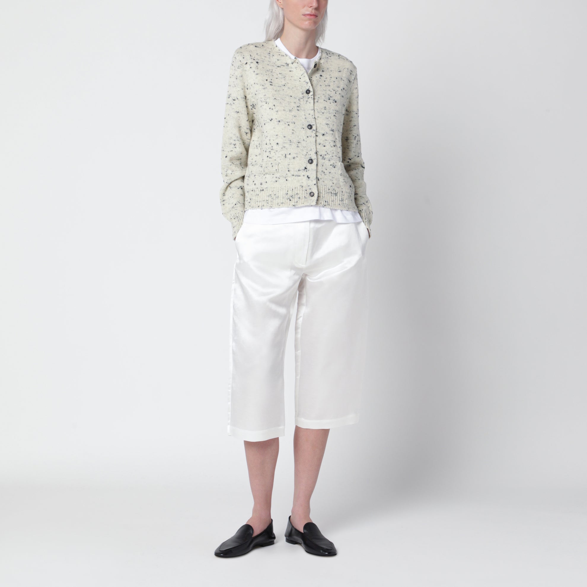 Mélange merino wool cardigan