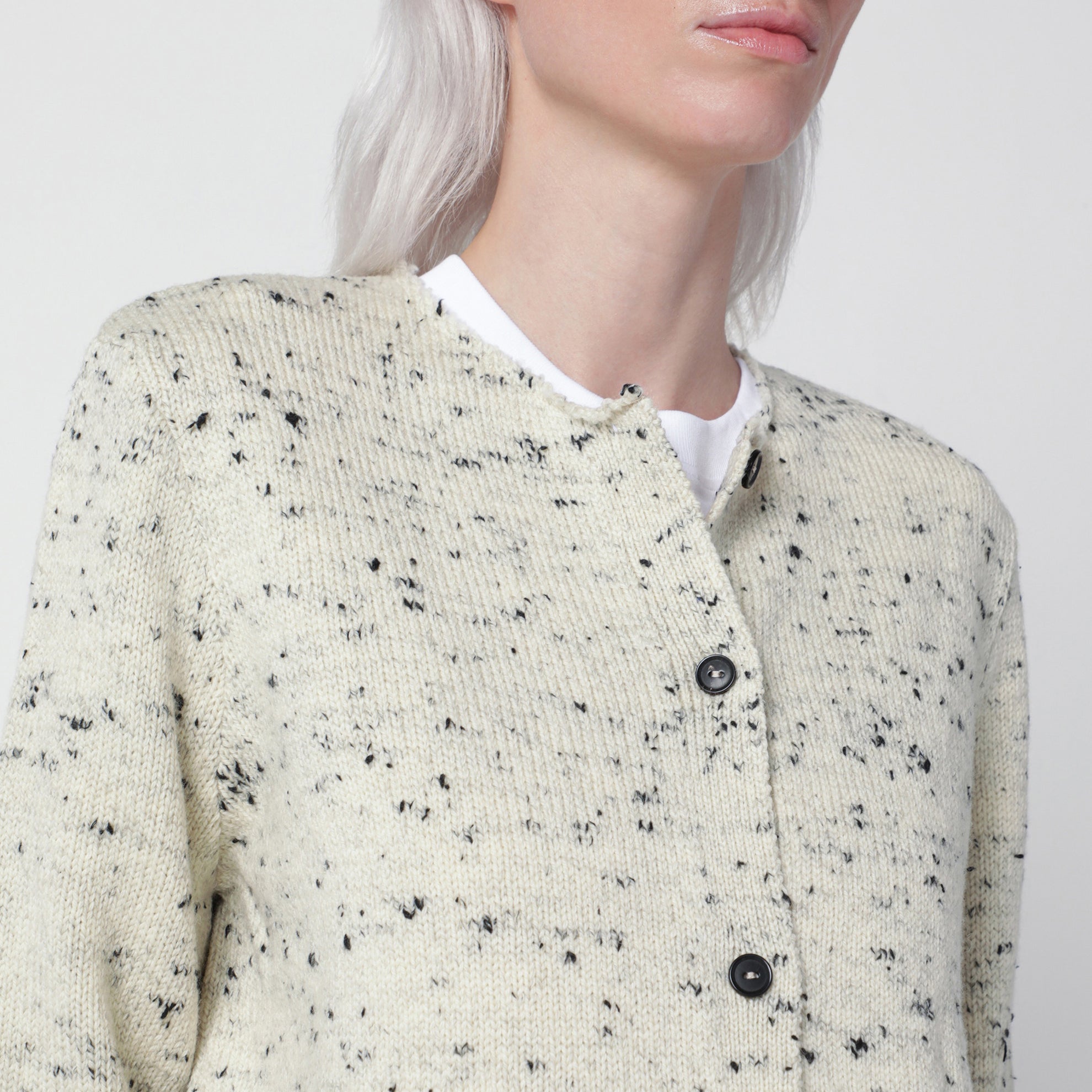 Mélange merino wool cardigan