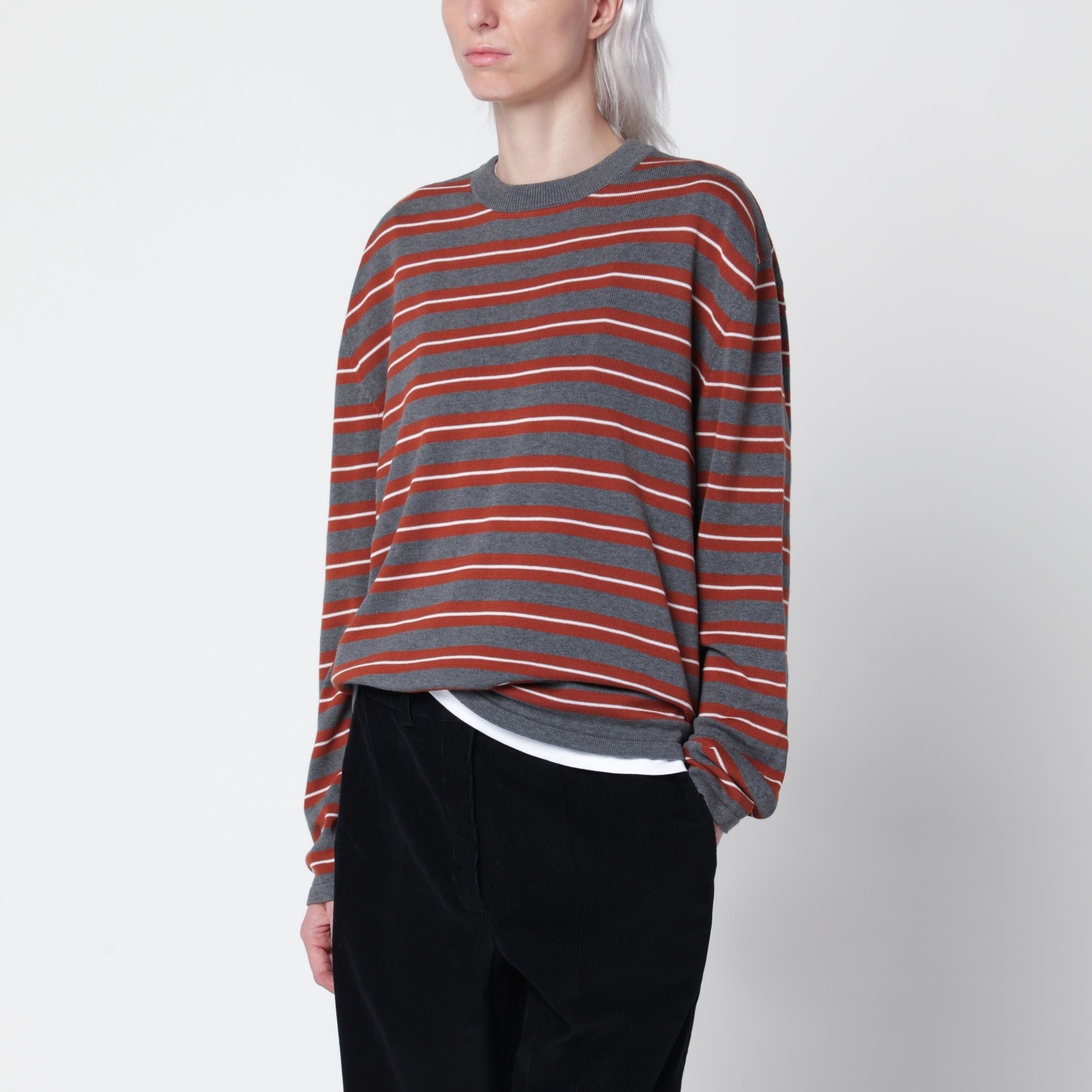 Maglia oversize a righe in cotone organico