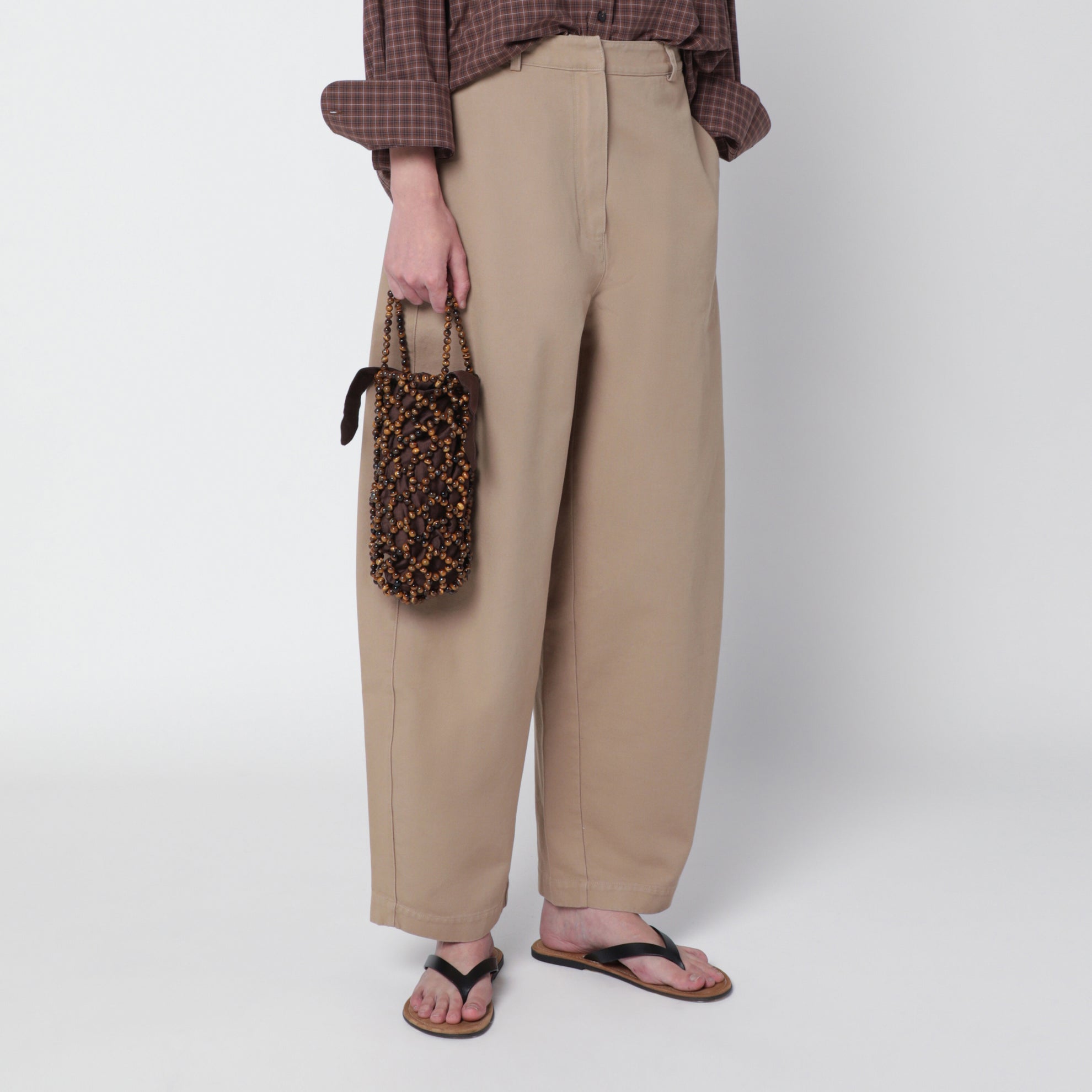 Brown beaded handbag