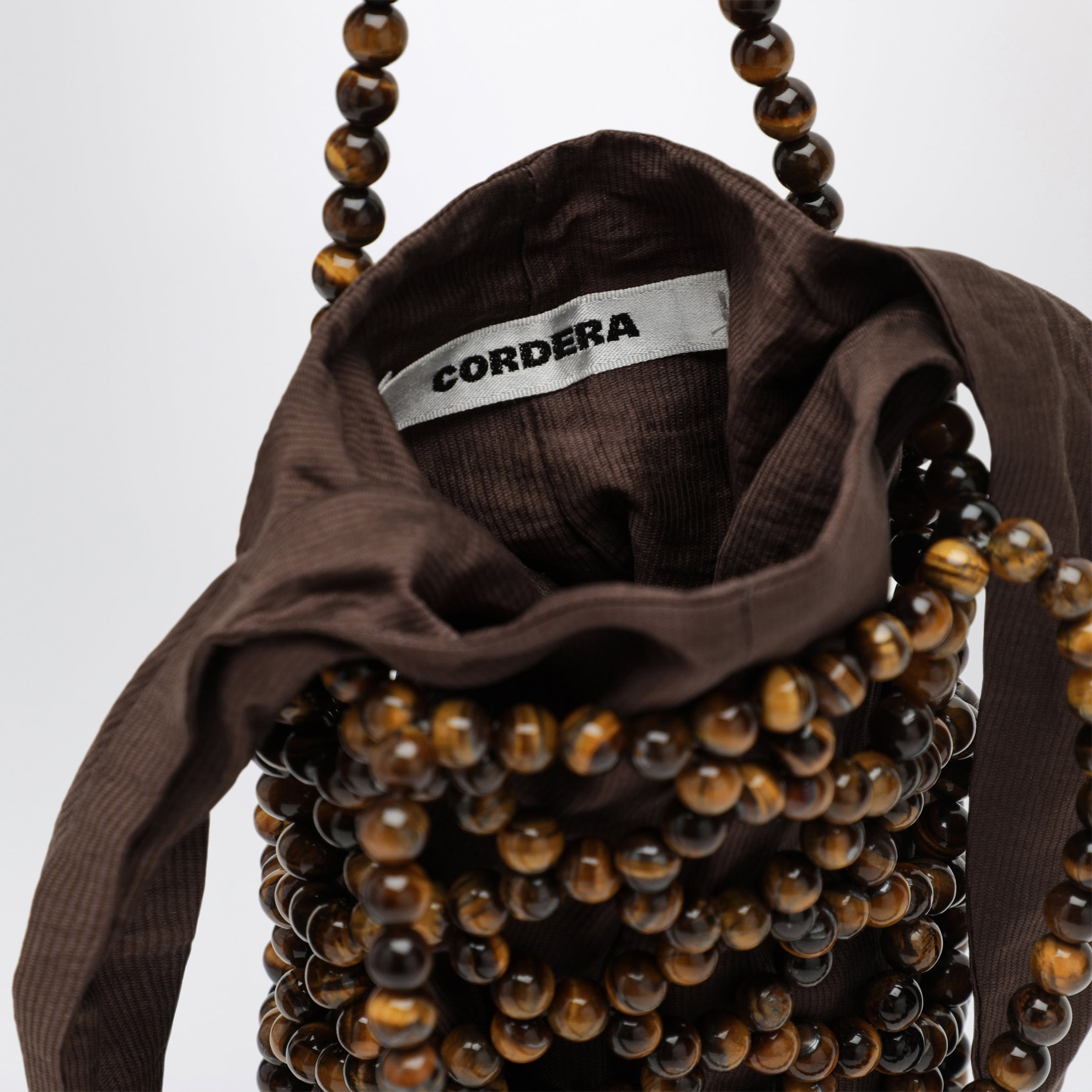 Brown beaded handbag