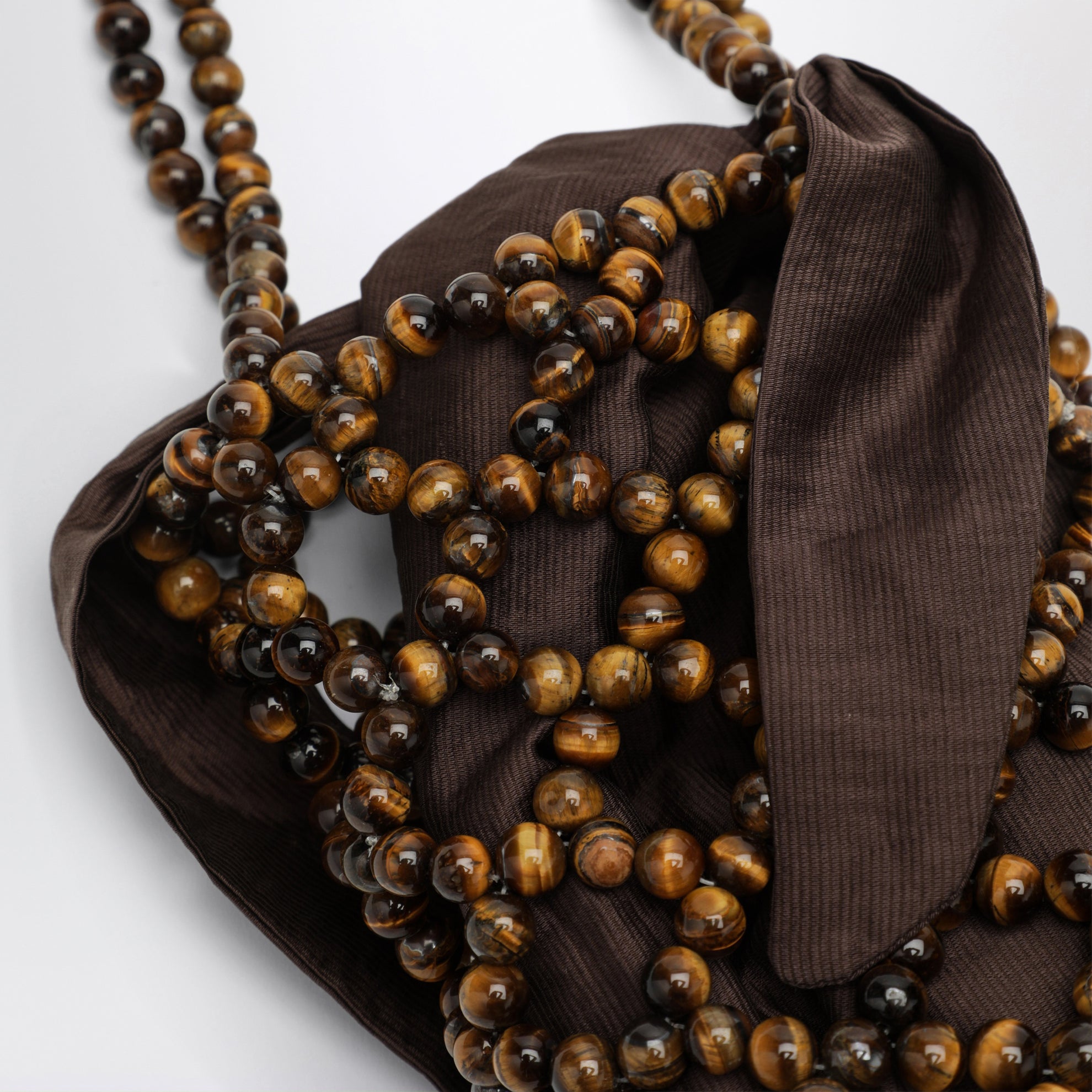 Brown beaded handbag