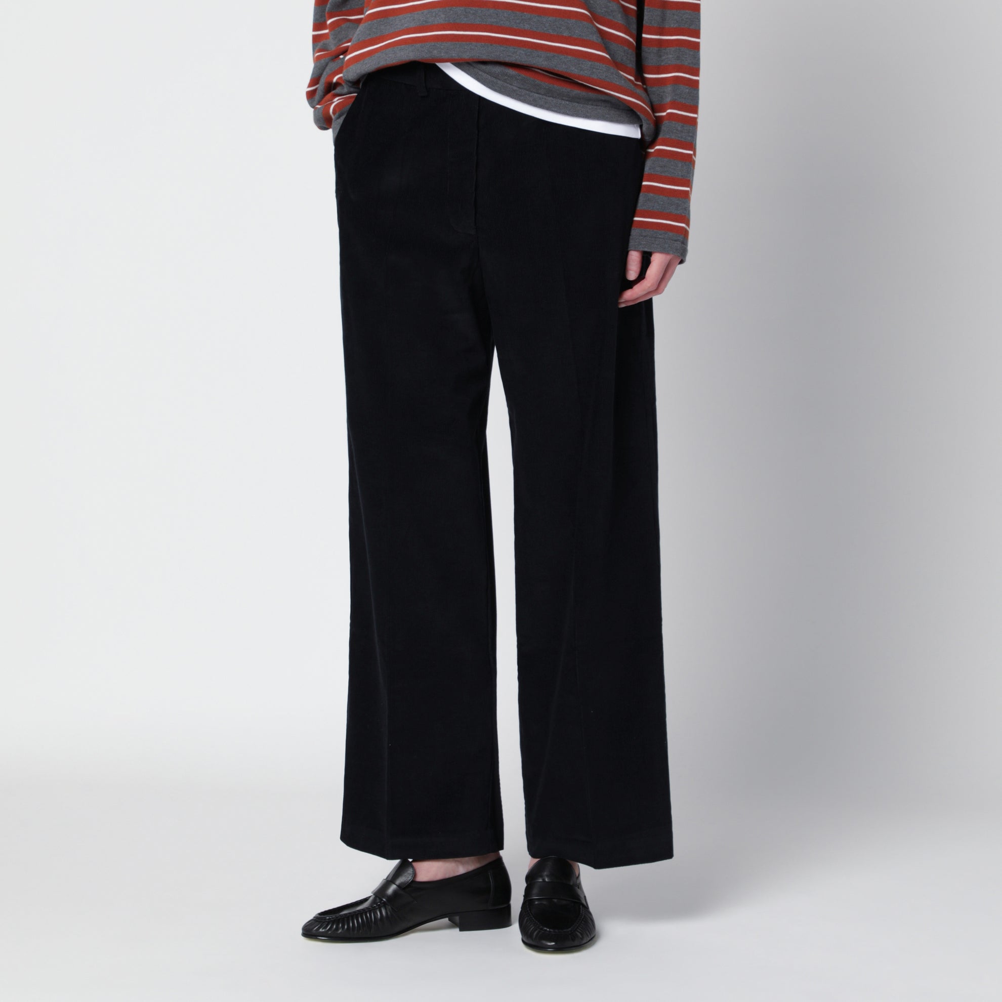 Navy blue corduroy trousers