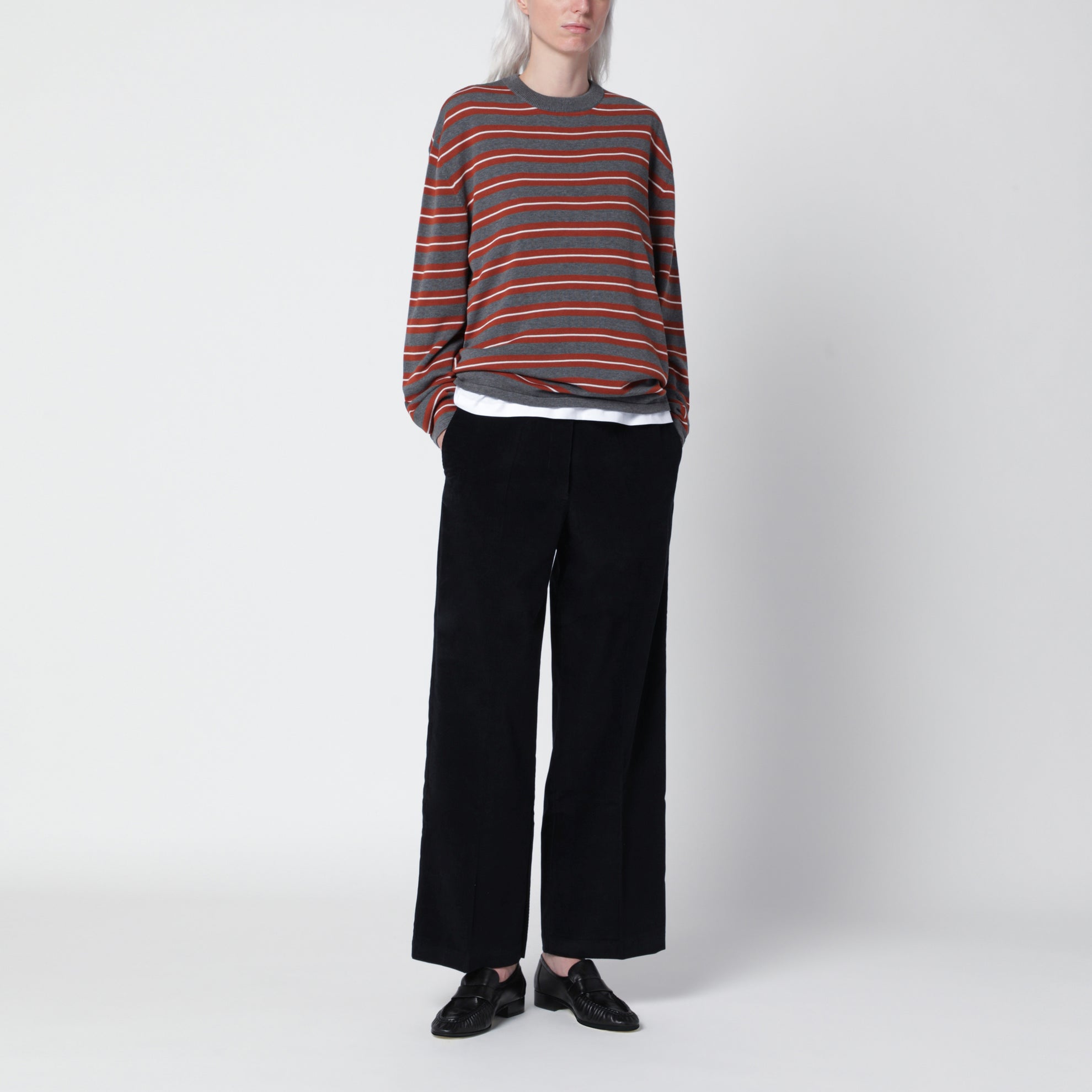 Navy blue corduroy trousers