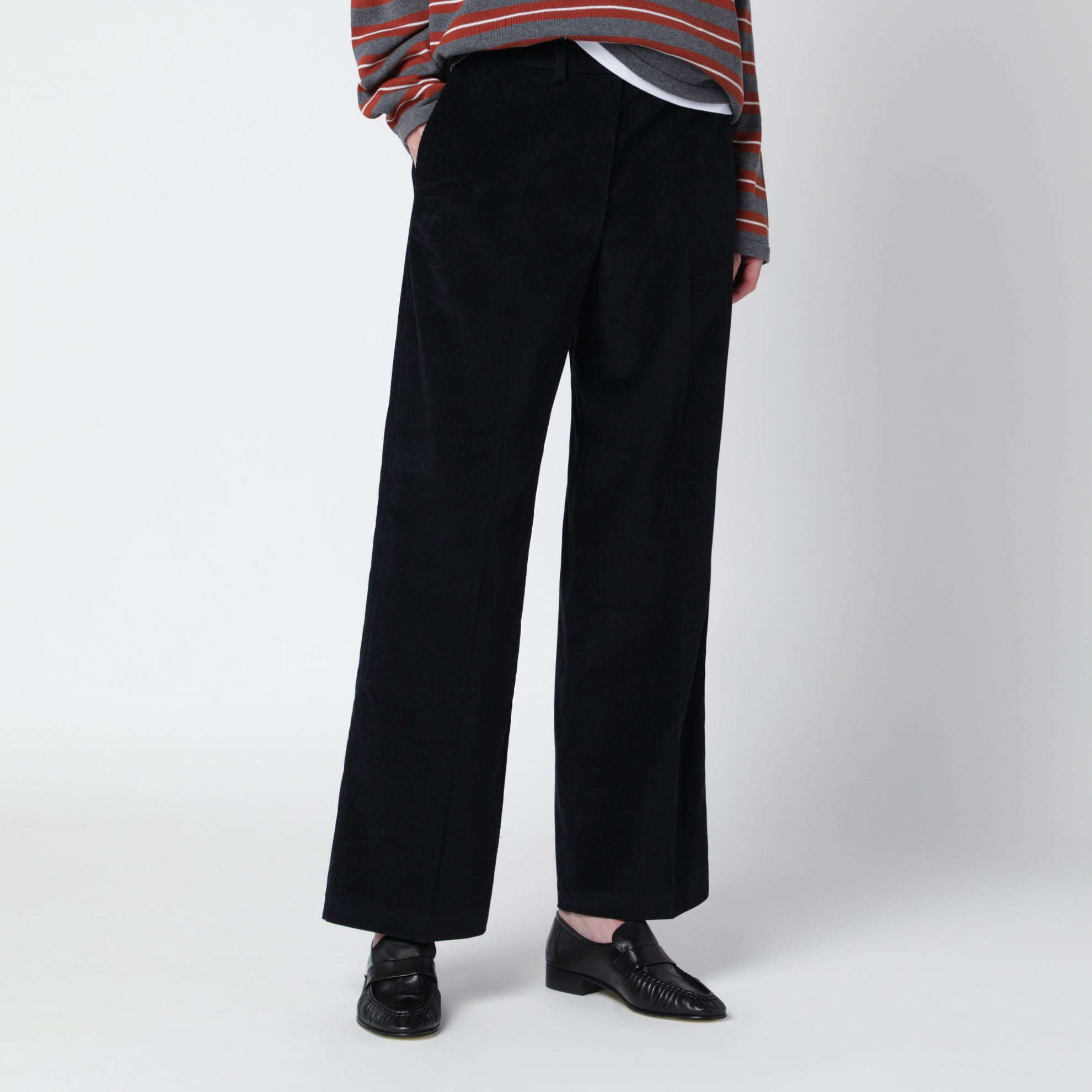 Navy blue corduroy trousers