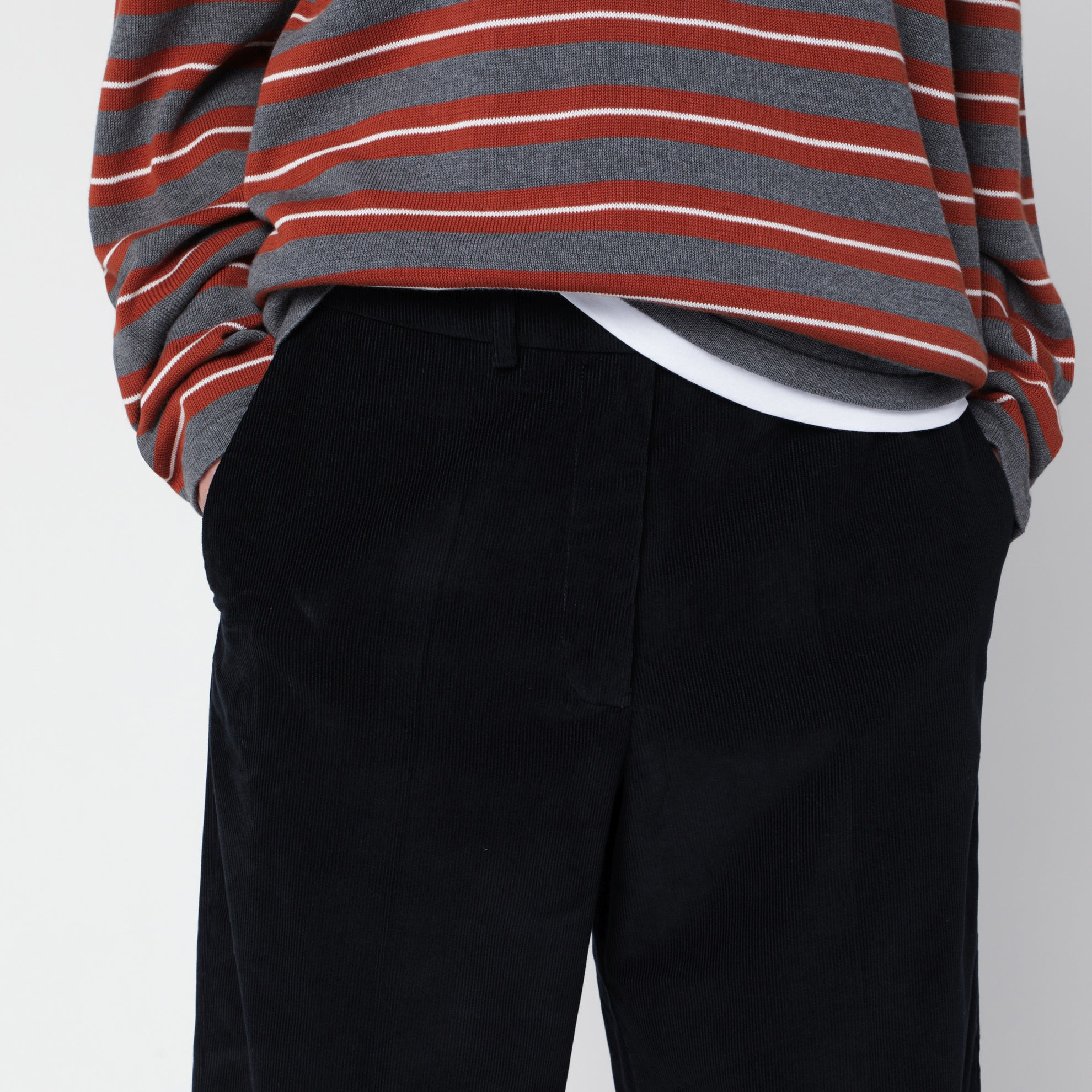Navy blue corduroy trousers