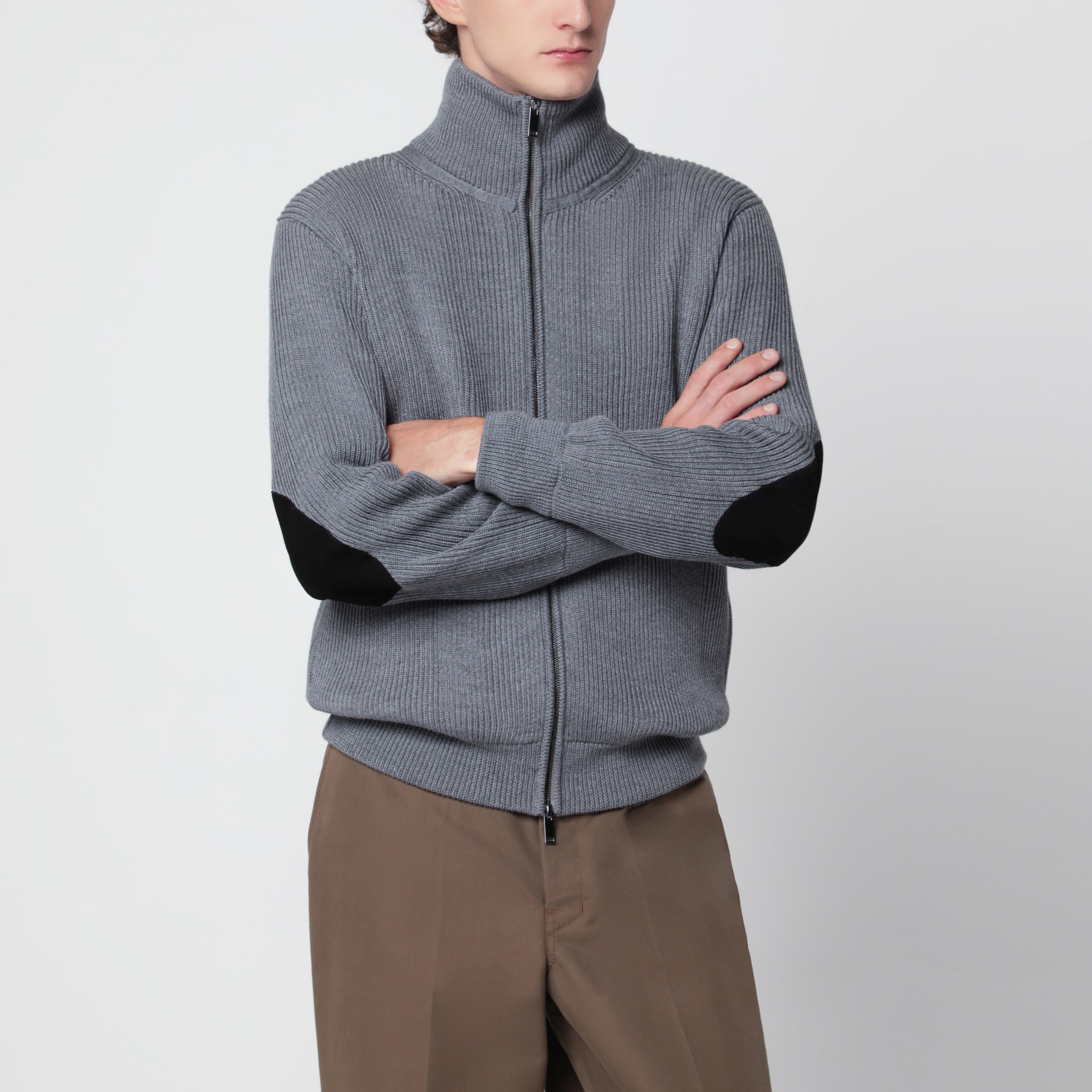 Roberto Collina Grey zip-up cardigan in wool | TheDoubleF