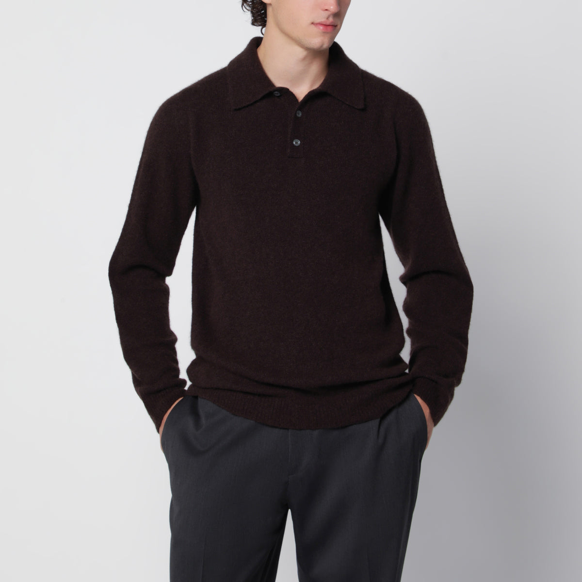Brown polo shirt in cashmere