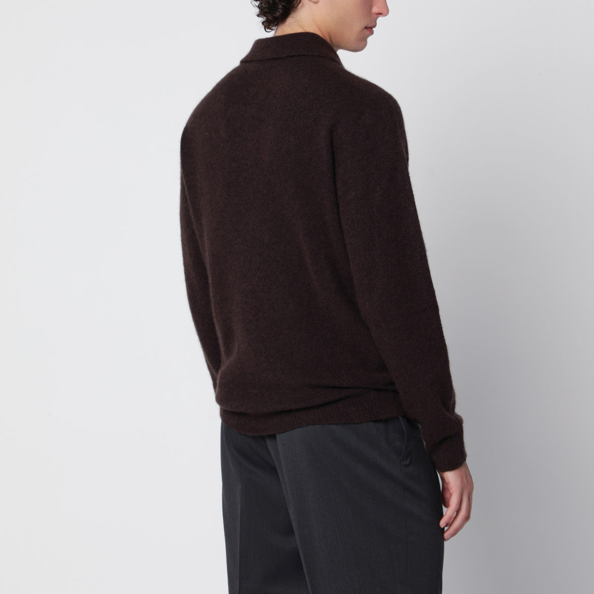 Brown polo shirt in cashmere