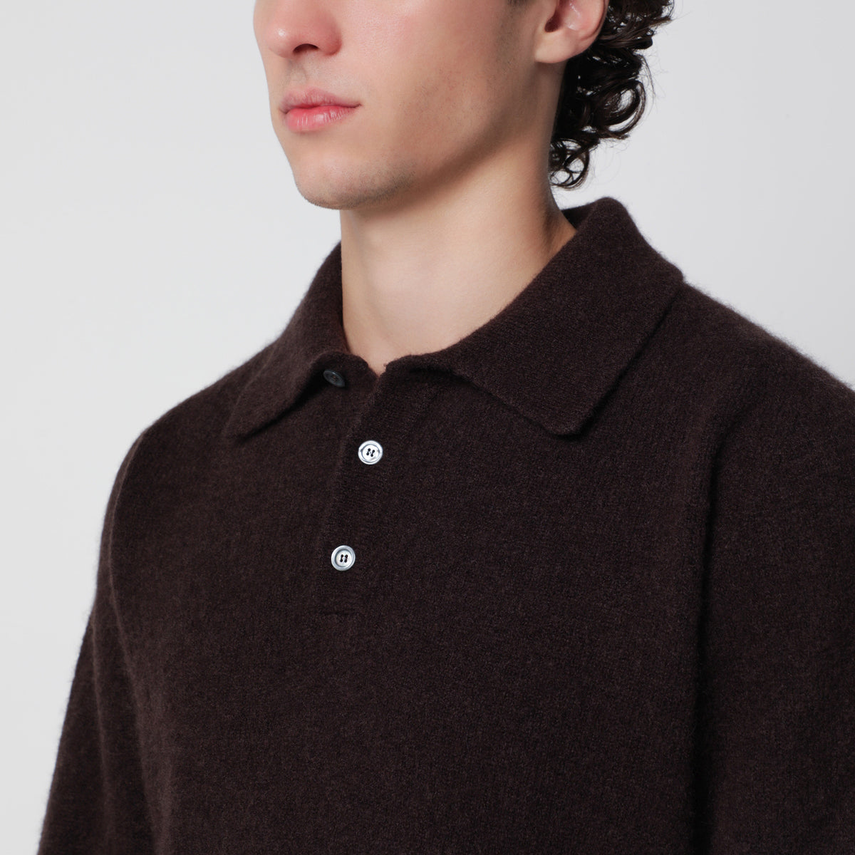 Brown polo shirt in cashmere