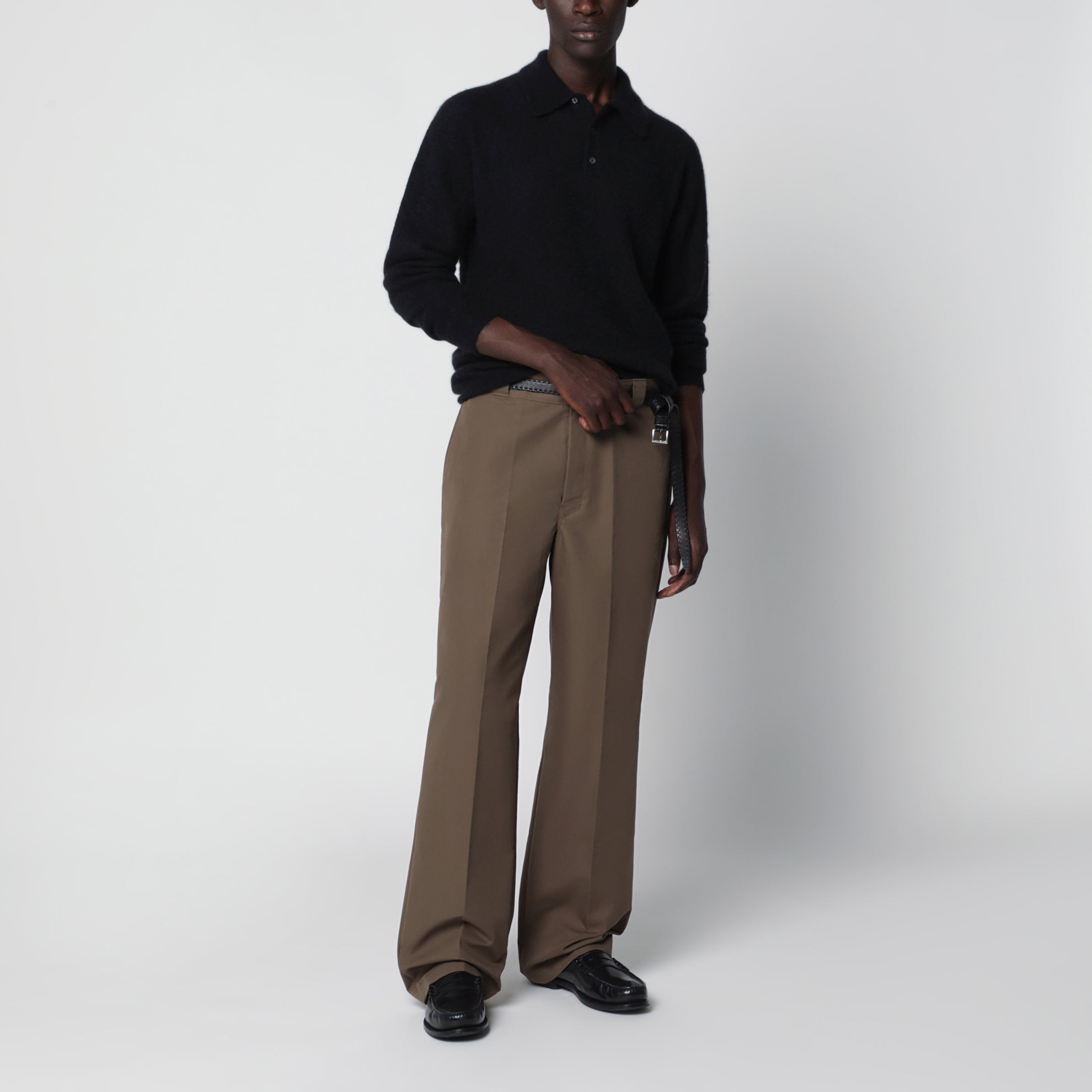 Polo nera in cashmere