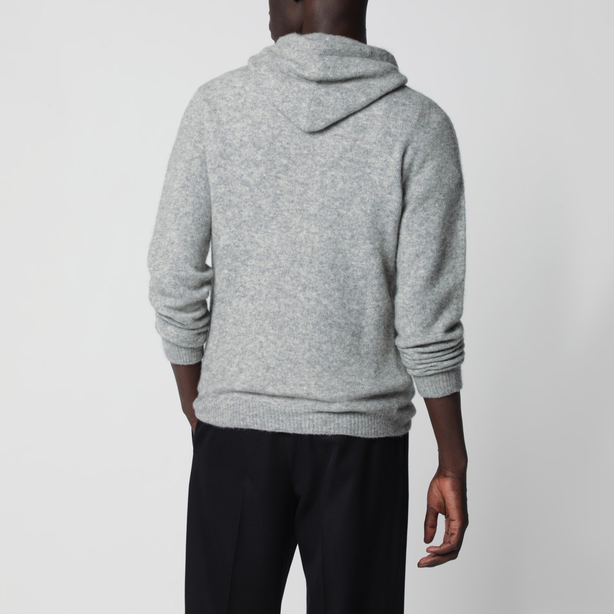 Maglia stile felpa grigia chiara in cashmere 