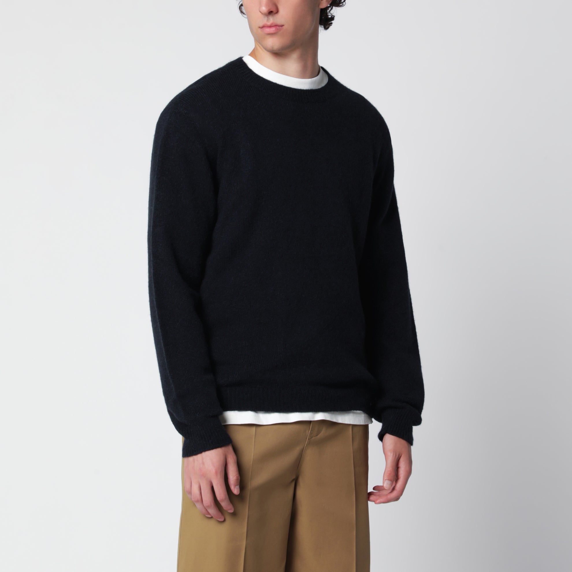 Maglione blu navy in misto lana