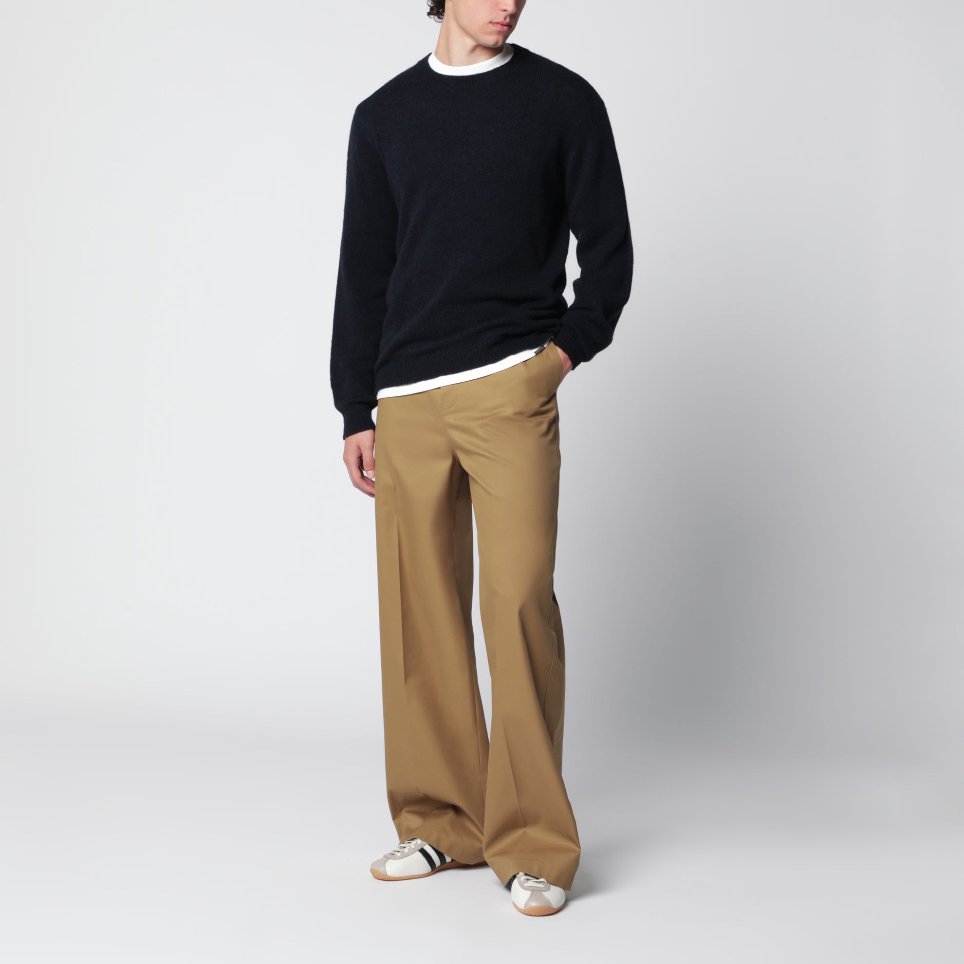 Maglione blu navy in misto lana
