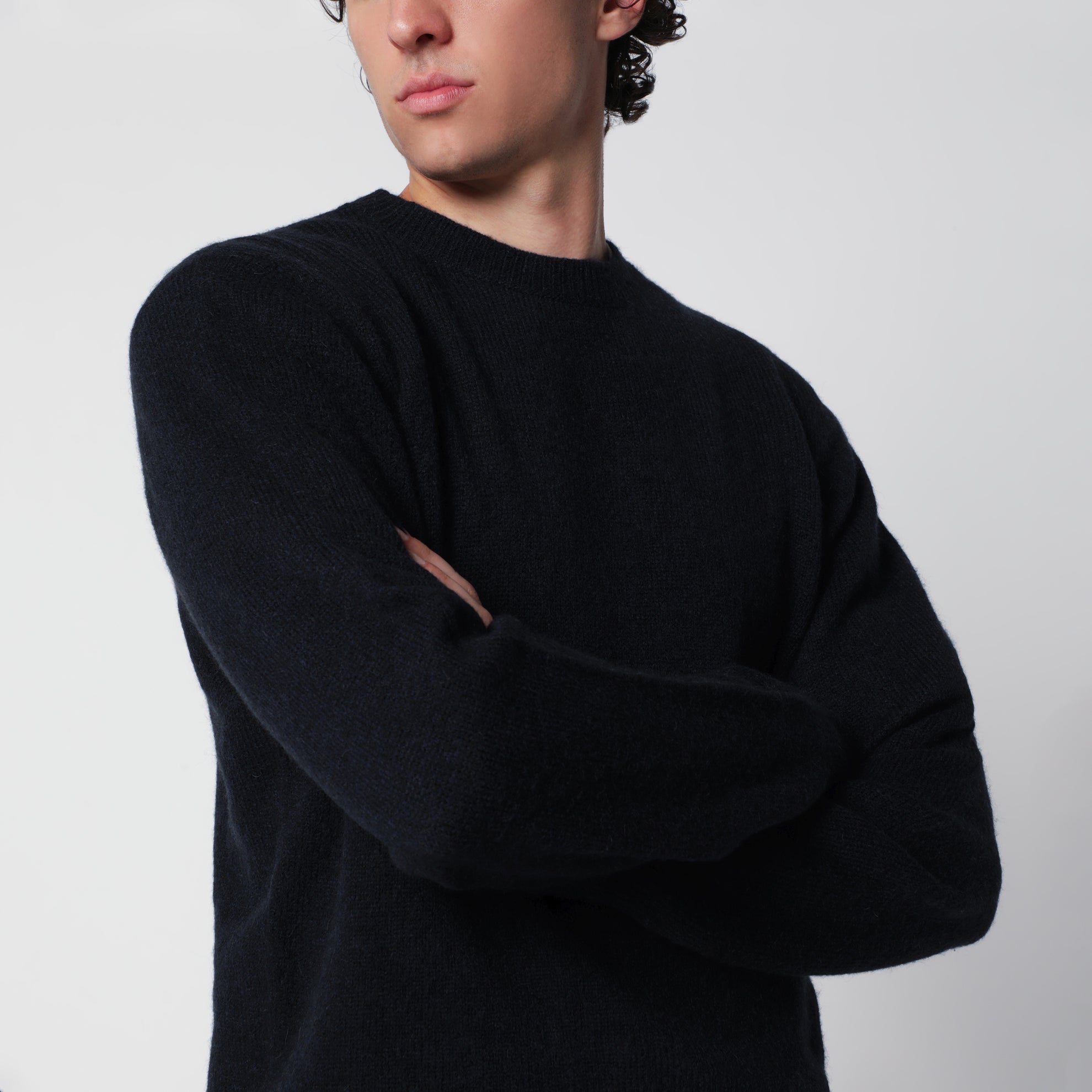 Maglione blu navy in misto lana