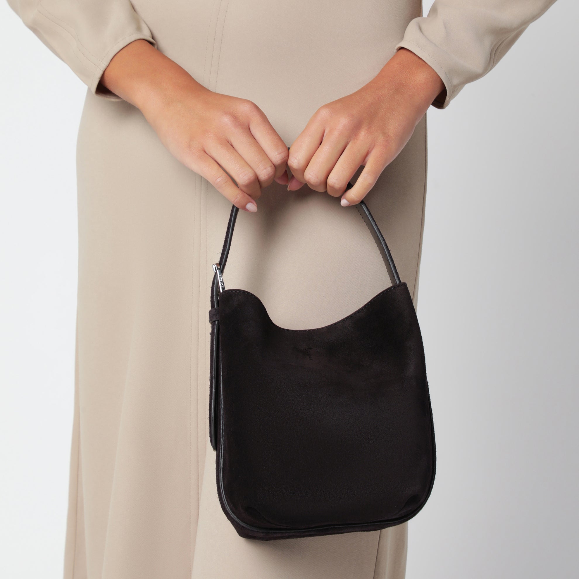 Small Espresso Suede Tote Bag