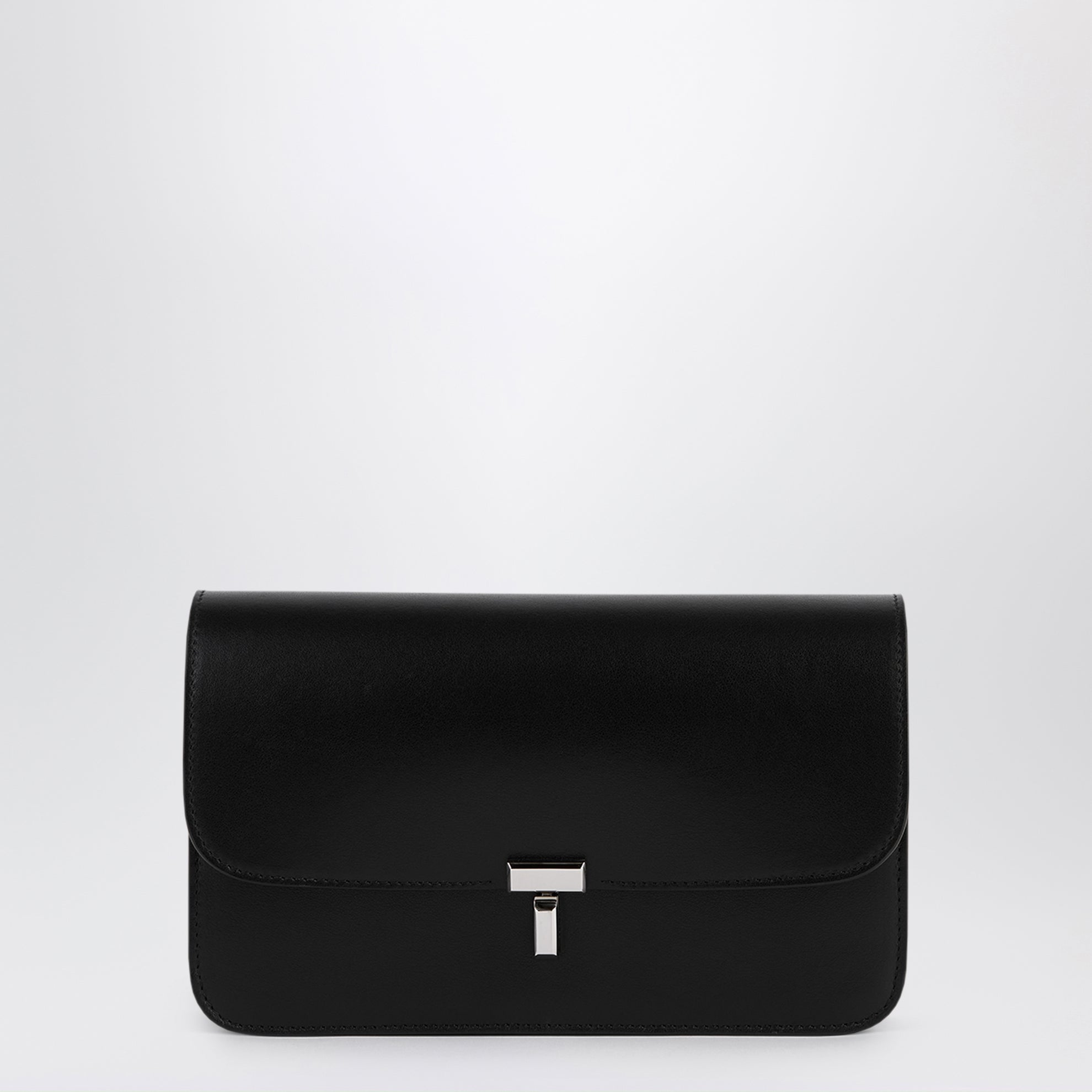 Pochette en cuir noir avec fermeture à cadenas en T