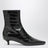 Bottines noires en cuir effet crocodile