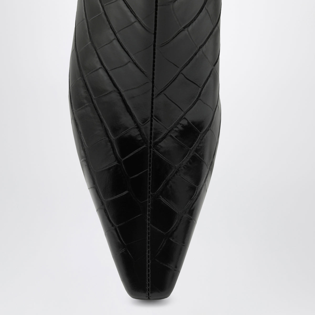 Bottines noires en cuir effet crocodile