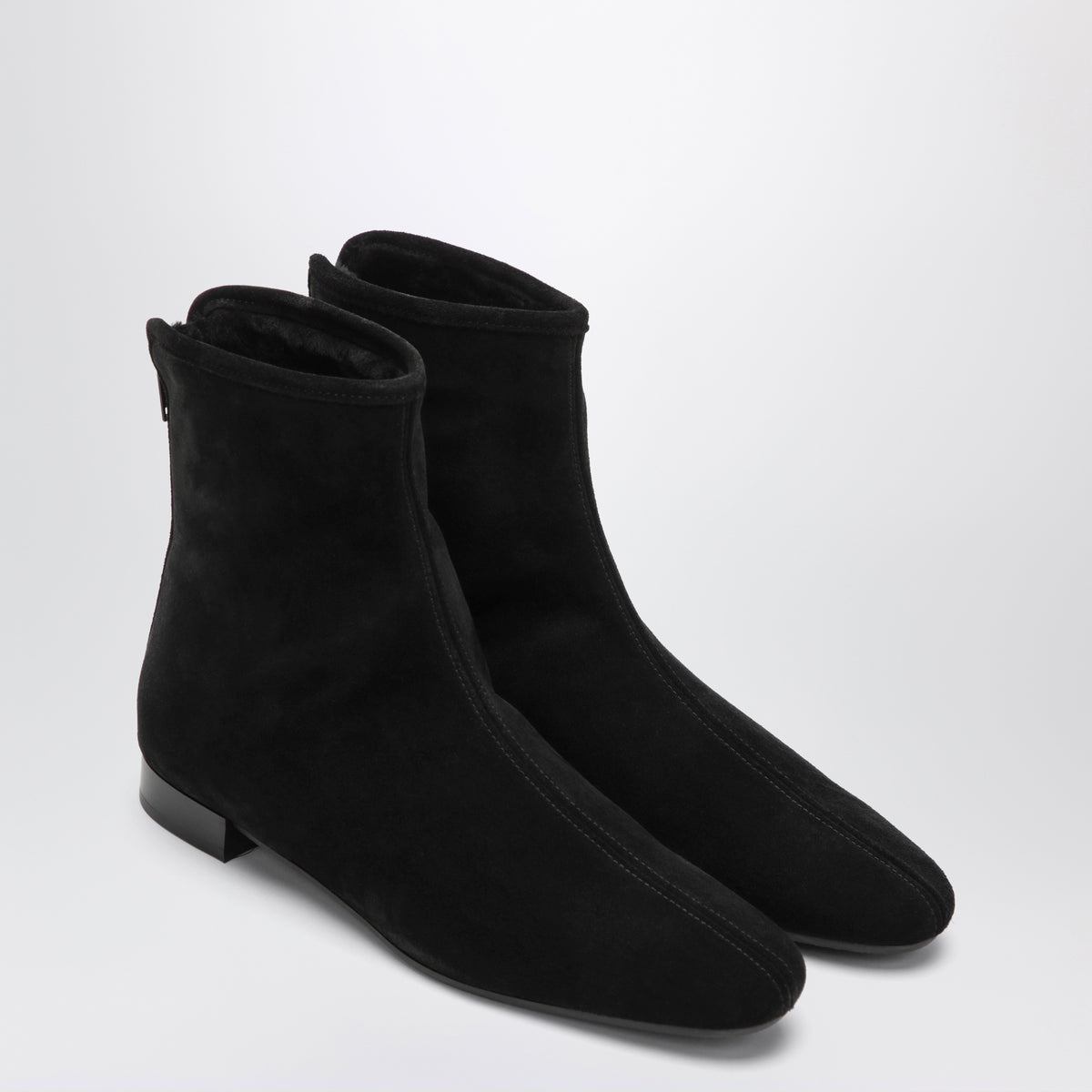 Black pointed ankle boots in suede