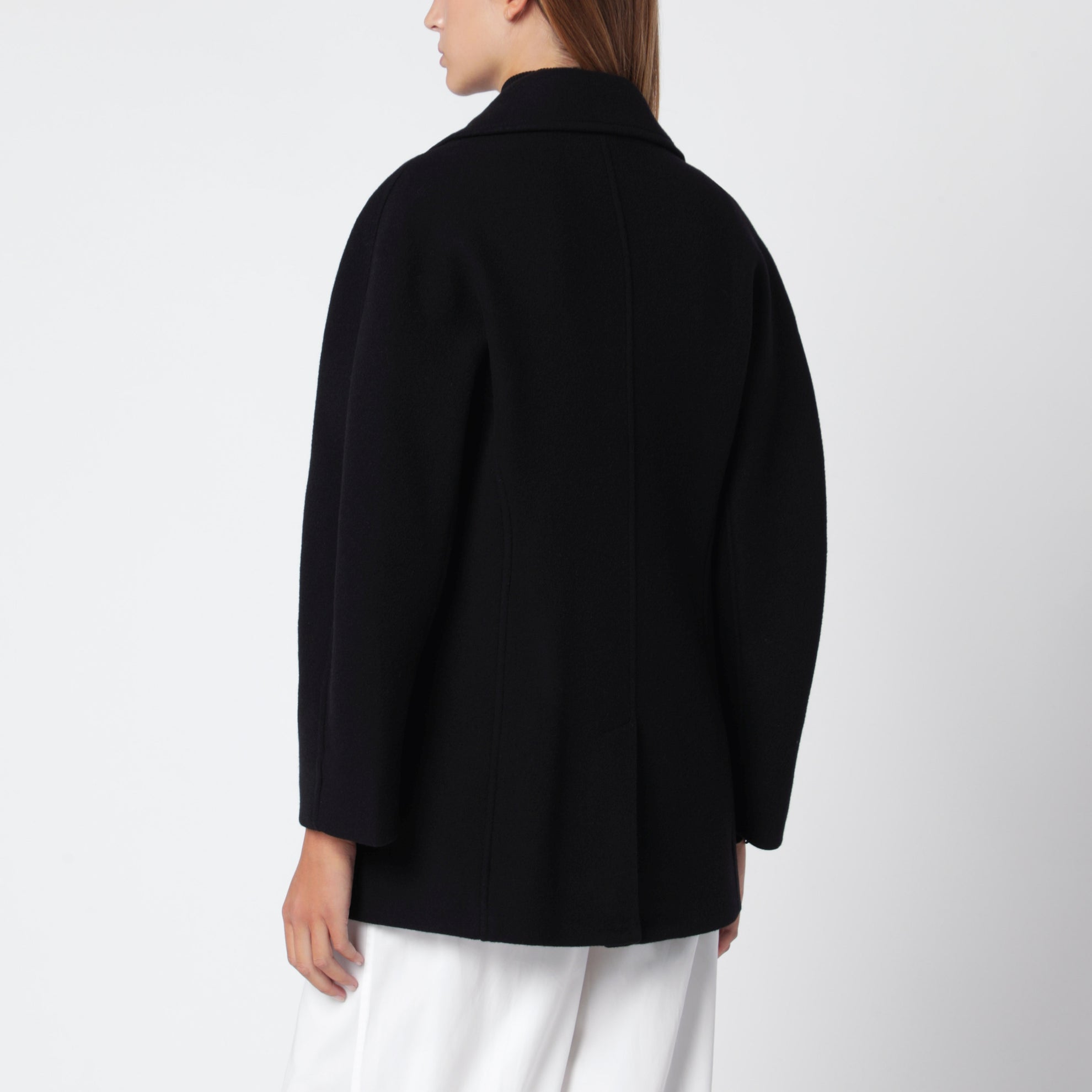Black Cocoon Fit caban in wool blend