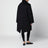Parka lungo nero in cotone e shearling