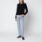 Pull col rond noir en mélange de soie et cachemire