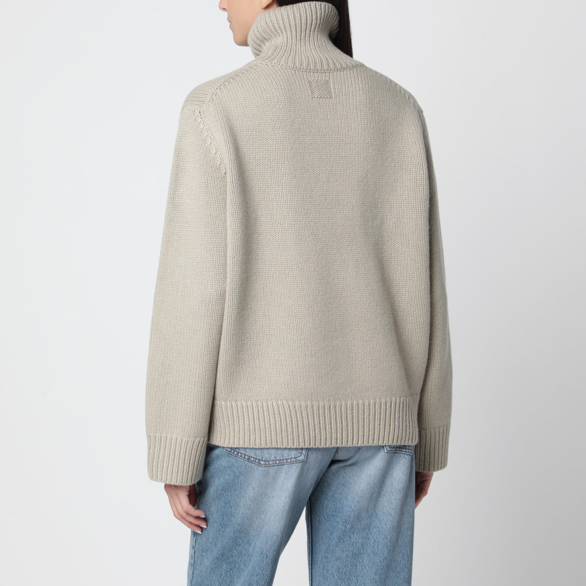 Sage green oversized lambswool turtleneck sweater