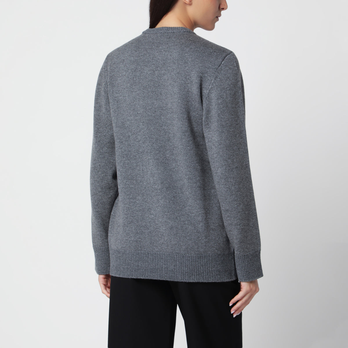 Dunkelgrauer asymmetrischer Pullover aus Wolle und Kaschmir