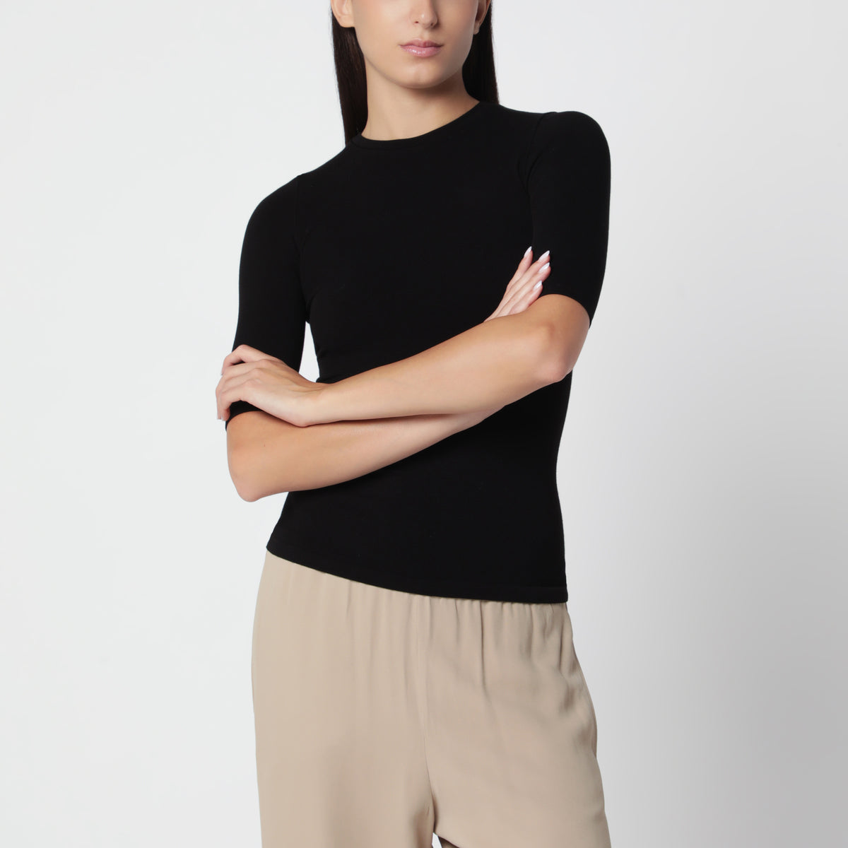 Black compact jersey top