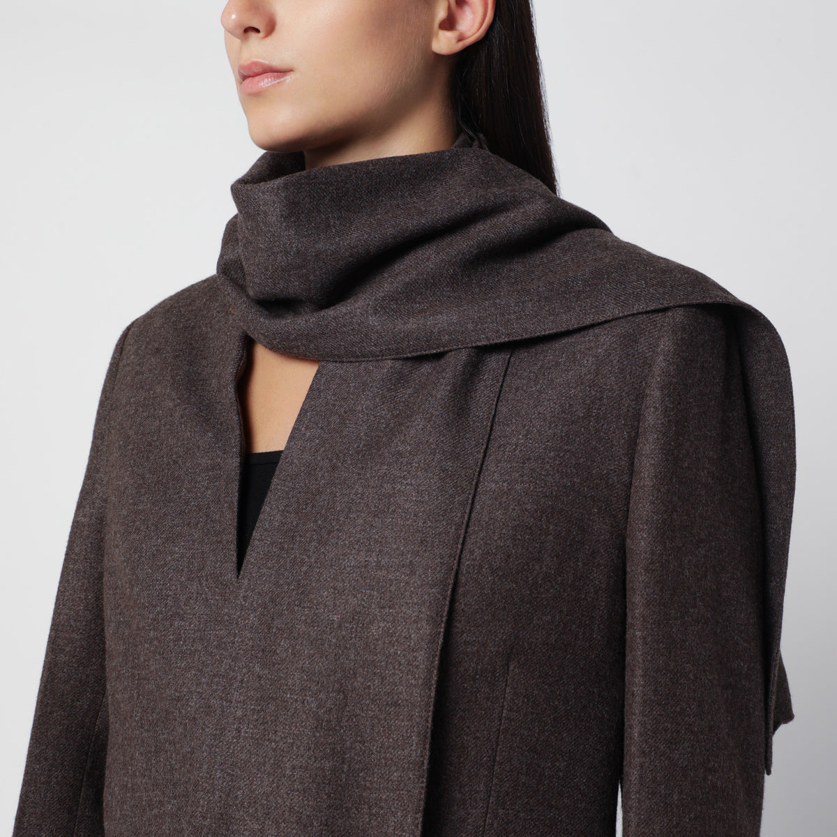 Blazer con revers a scialle taupe mélange in flanella