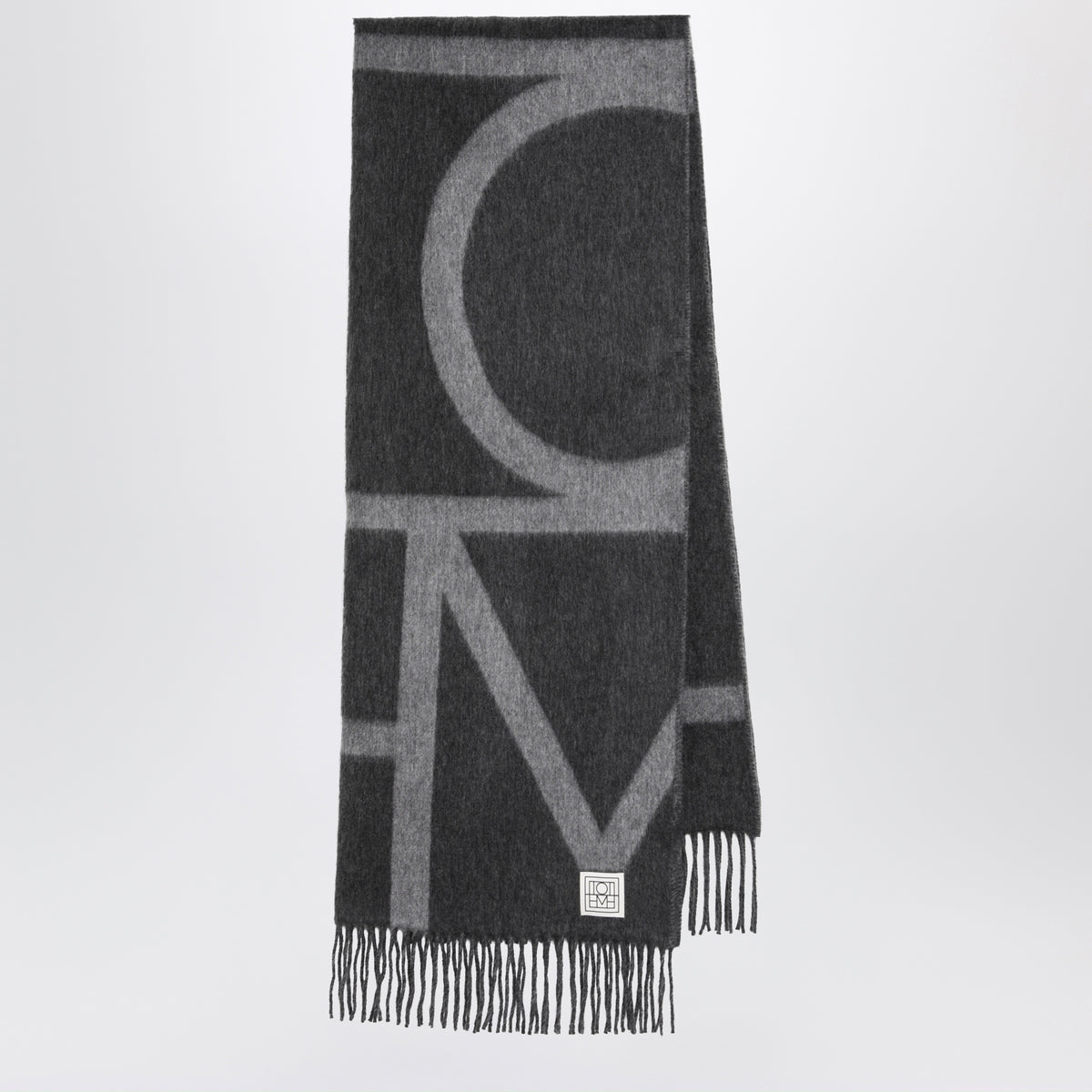 Dark grey melange scarf in brushed wool