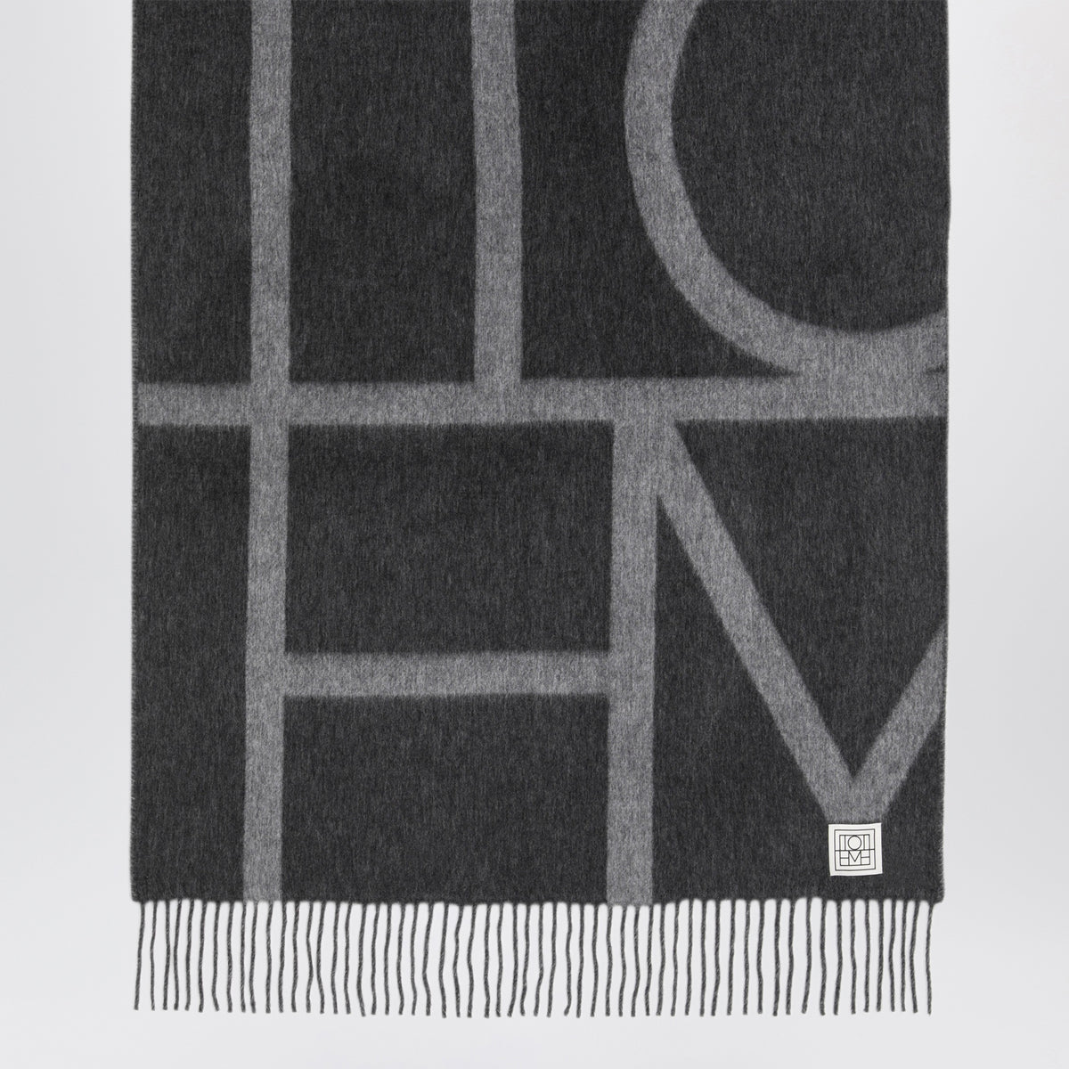 Dark grey melange scarf in brushed wool