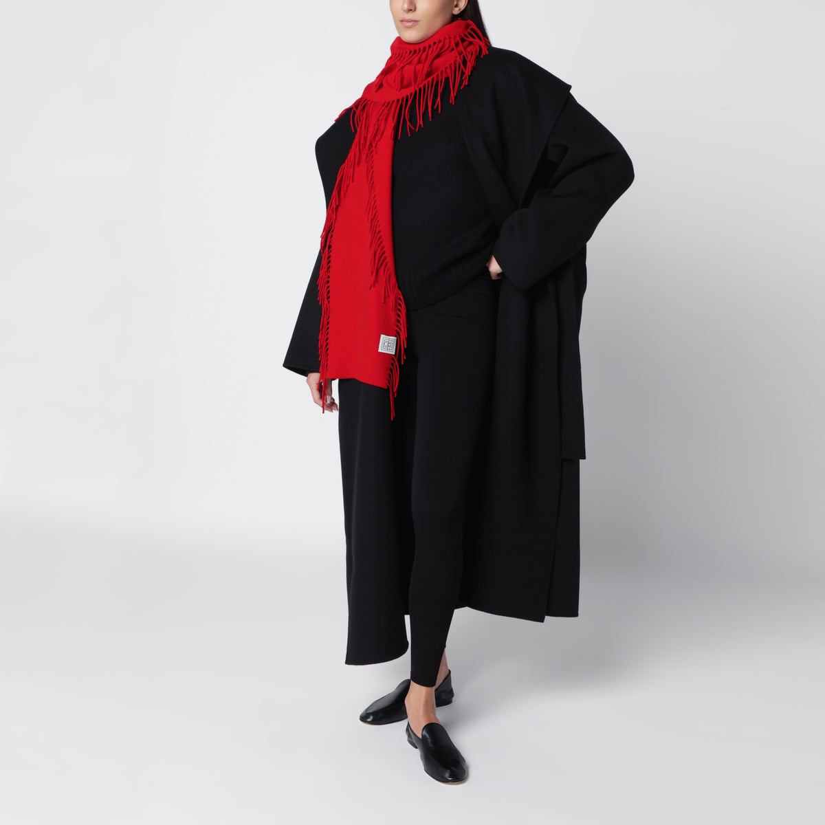 Sciarpa rossa in lana e cashmere