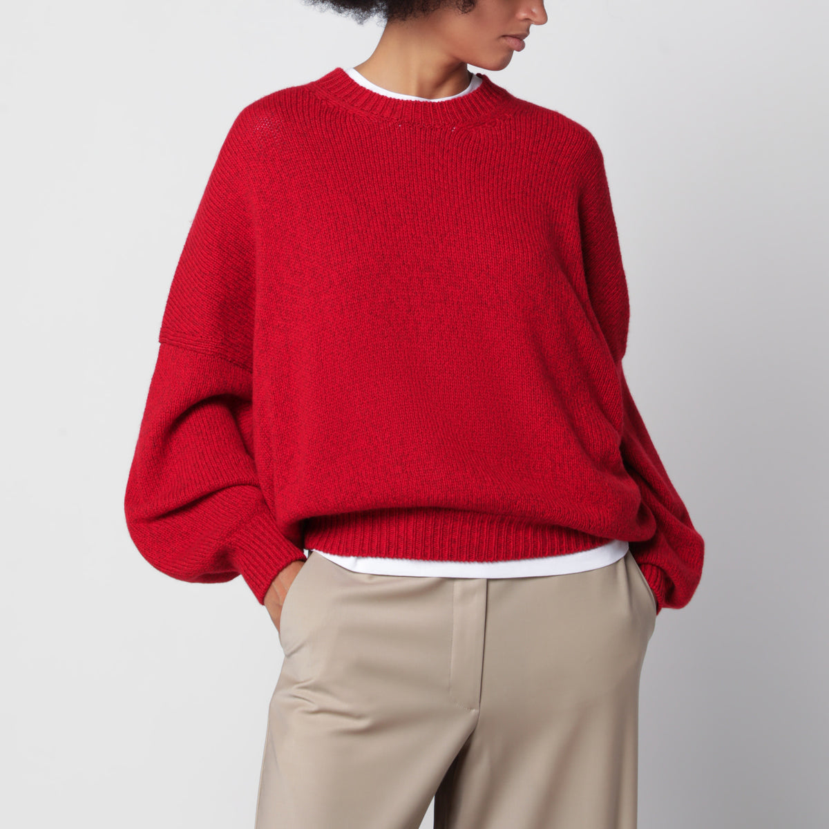 Maglione oversize rosso in lana e cashmere