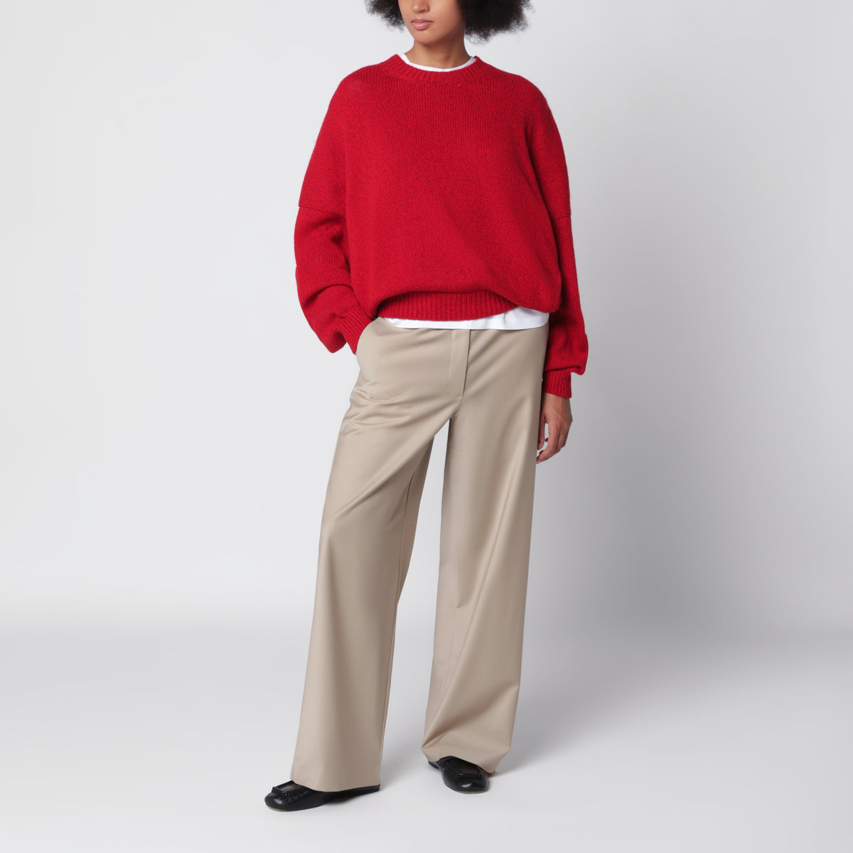 Maglione oversize rosso in lana e cashmere