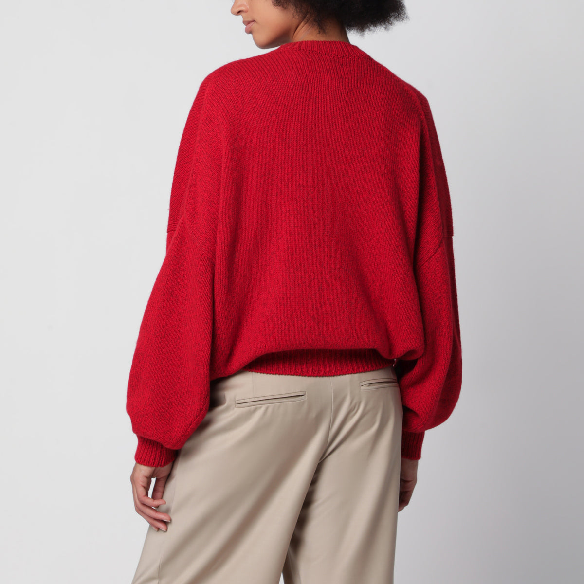 Maglione oversize rosso in lana e cashmere