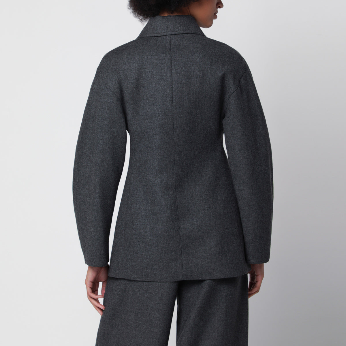 Charcoal grey shirt jacket in wool blend