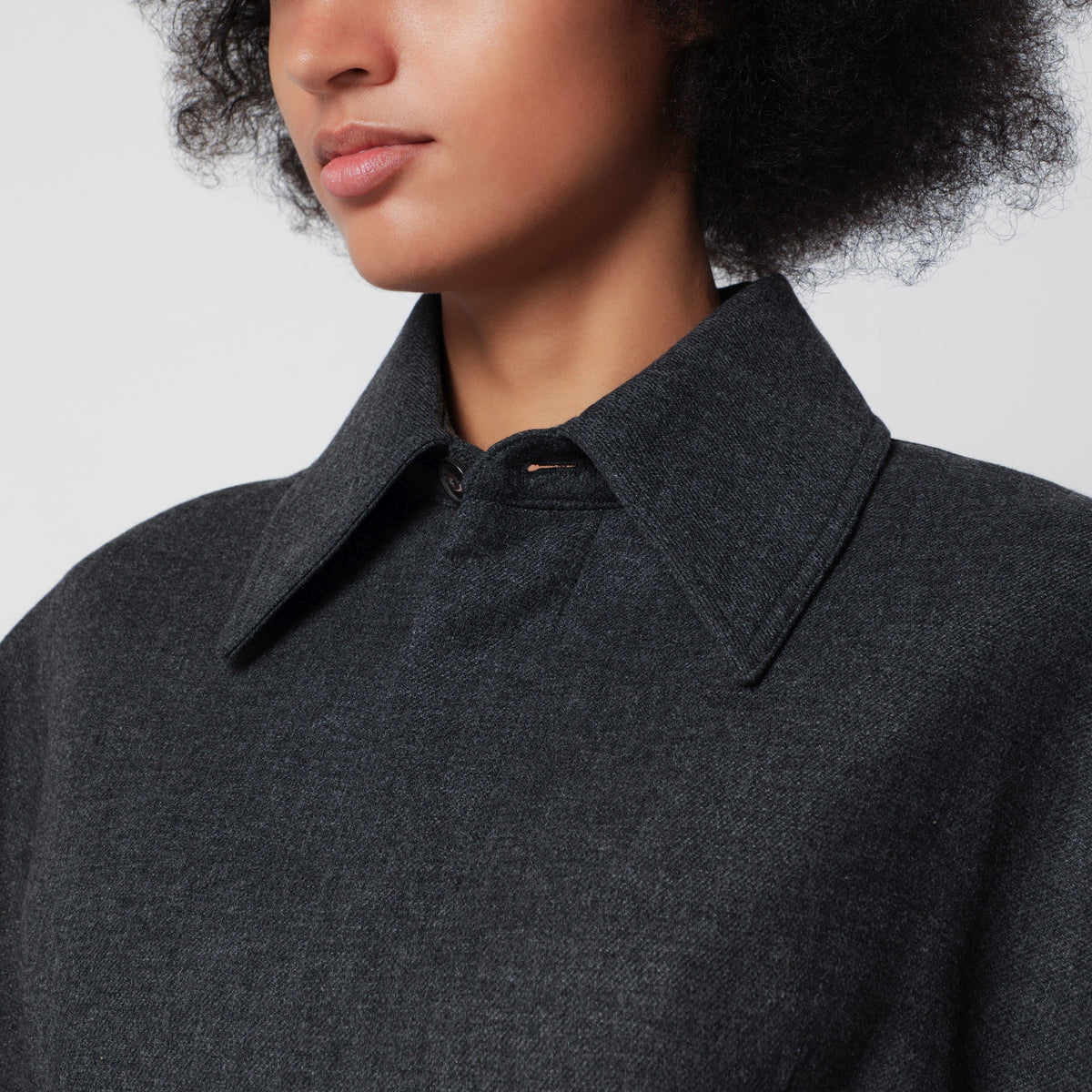 Charcoal grey shirt jacket in wool blend