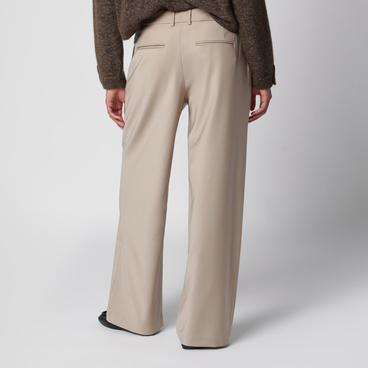 Pantaloni sartoriali beige in lana vergine