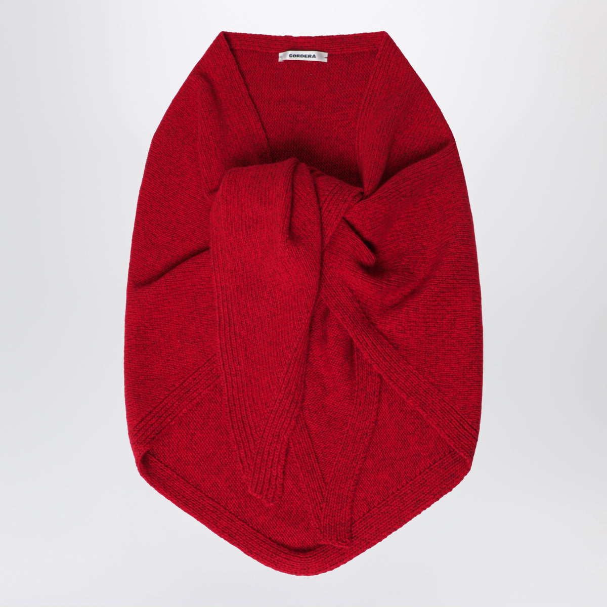 Red merino wool and cashmere maxi bandana