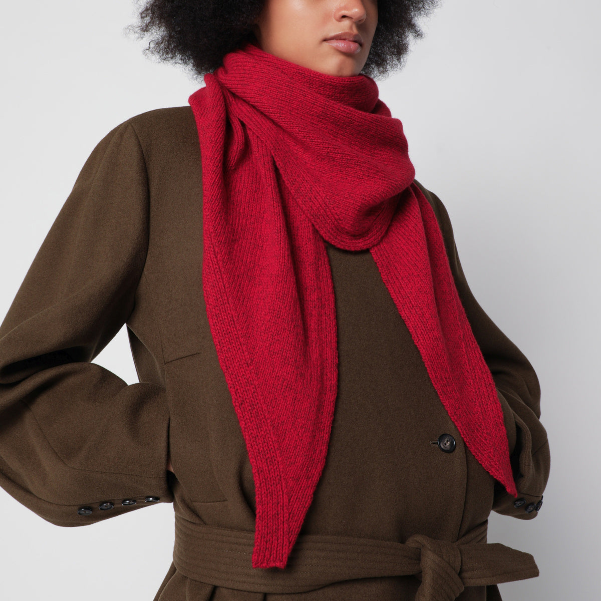 Red merino wool and cashmere maxi bandana