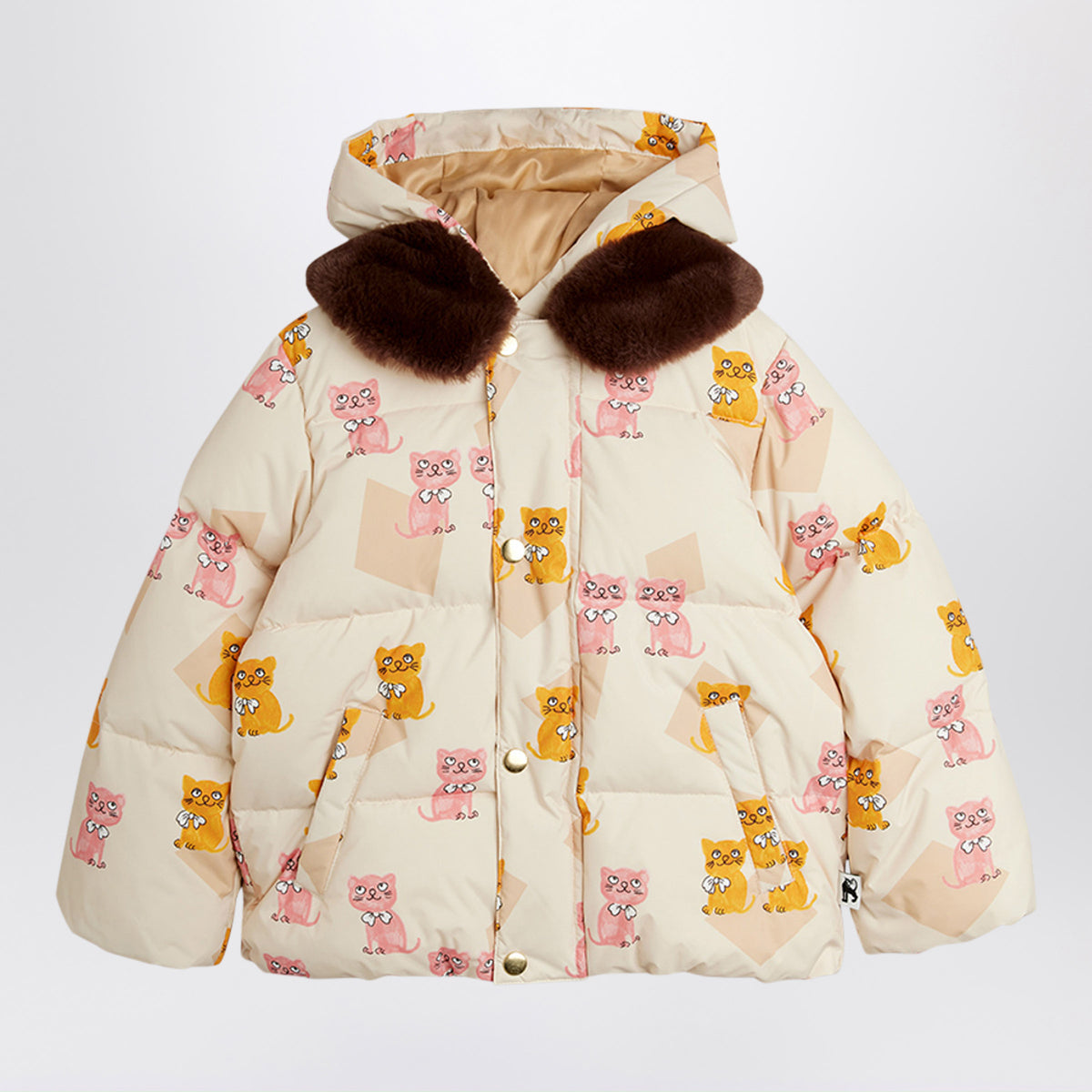 Wattierte Jacke mit Kätzchen-Print