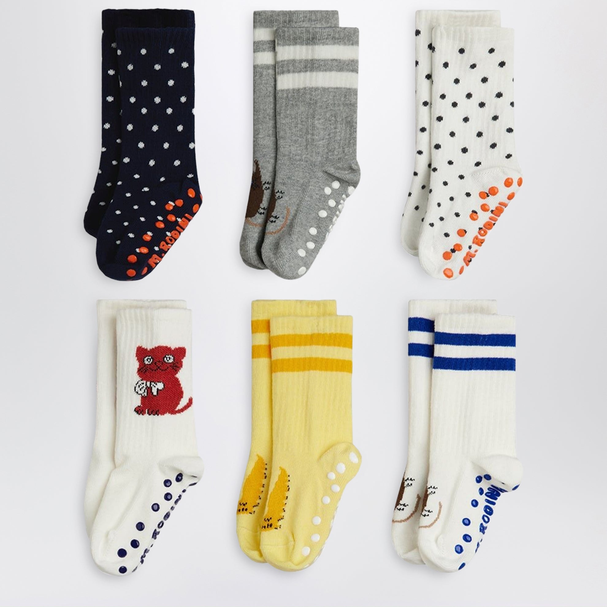 Chaussettes antidérapantes à motifs de chats en coton