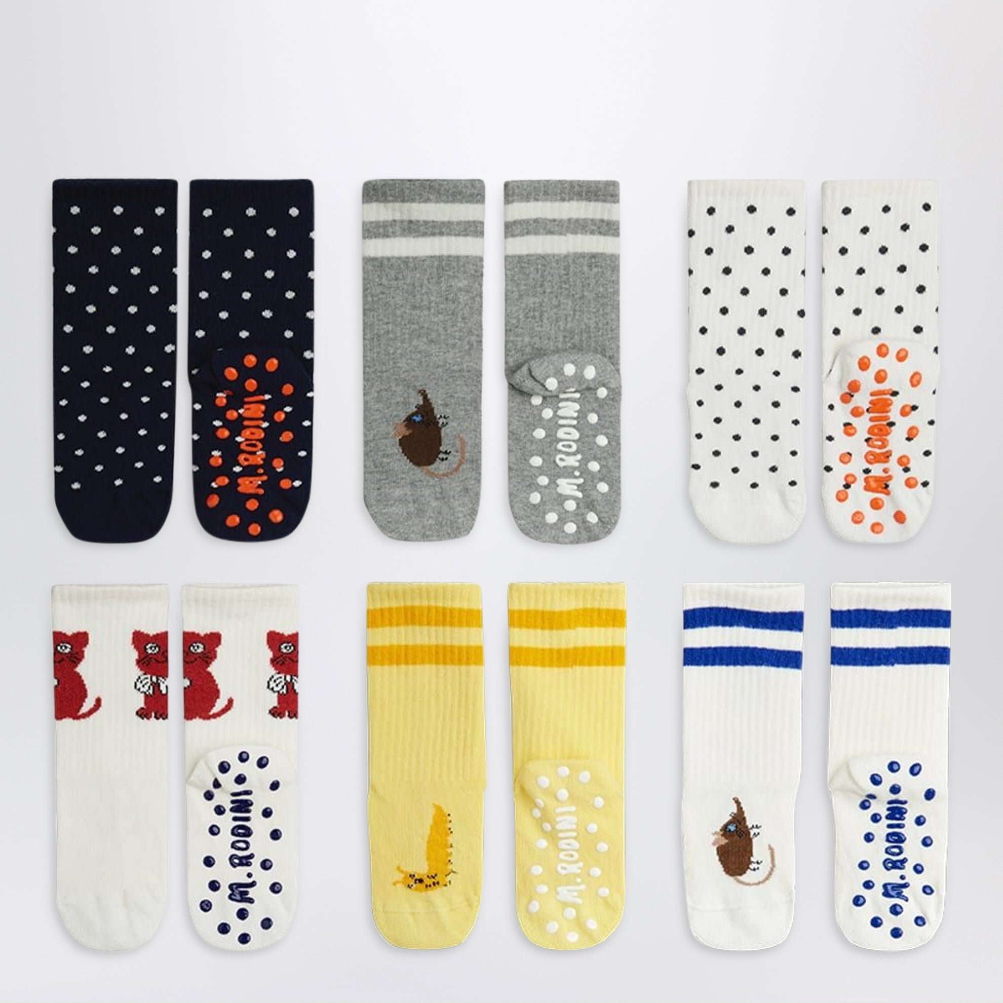 Chaussettes antidérapantes à motifs de chats en coton