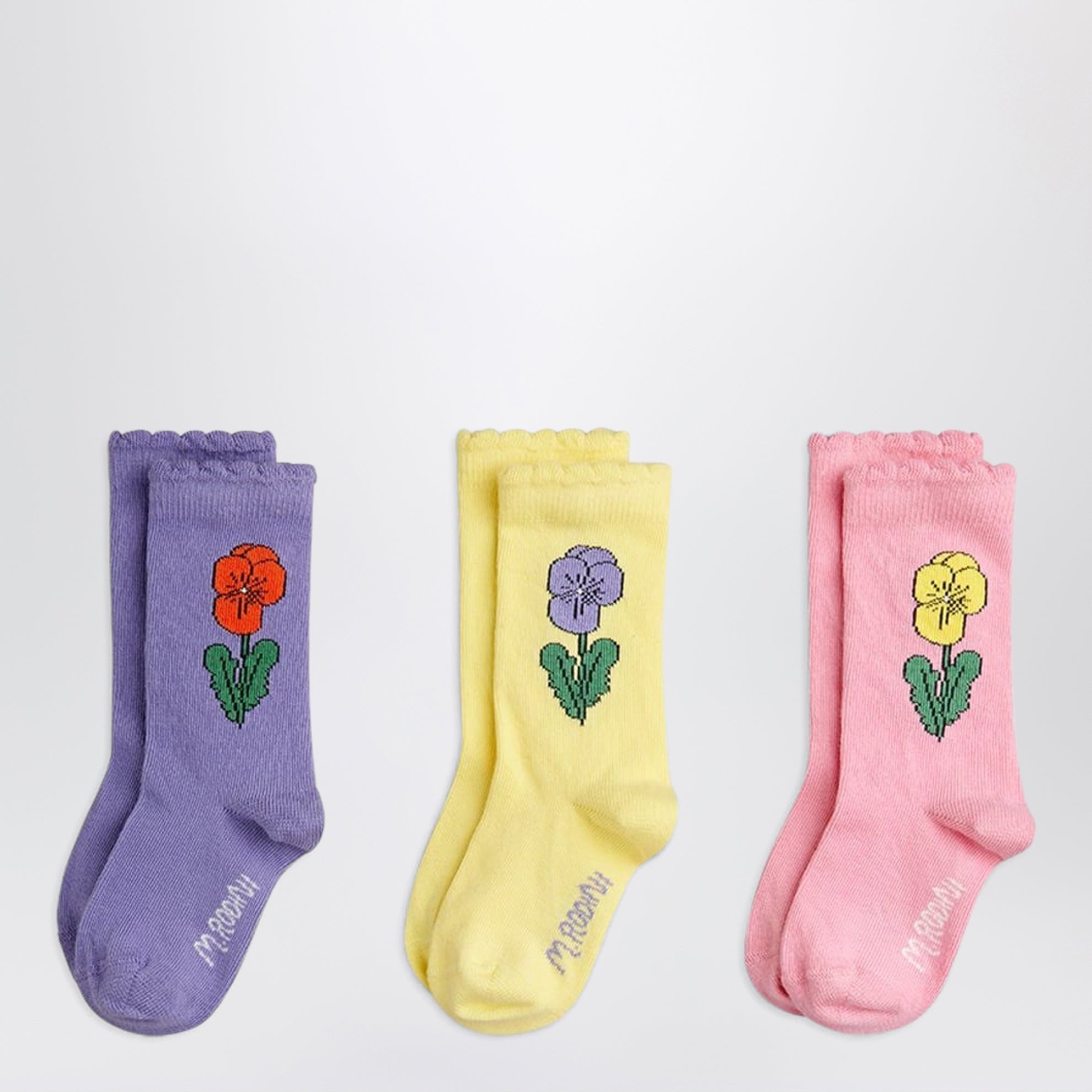 Lot de 3 chaussettes Violas multicolores en coton biologique