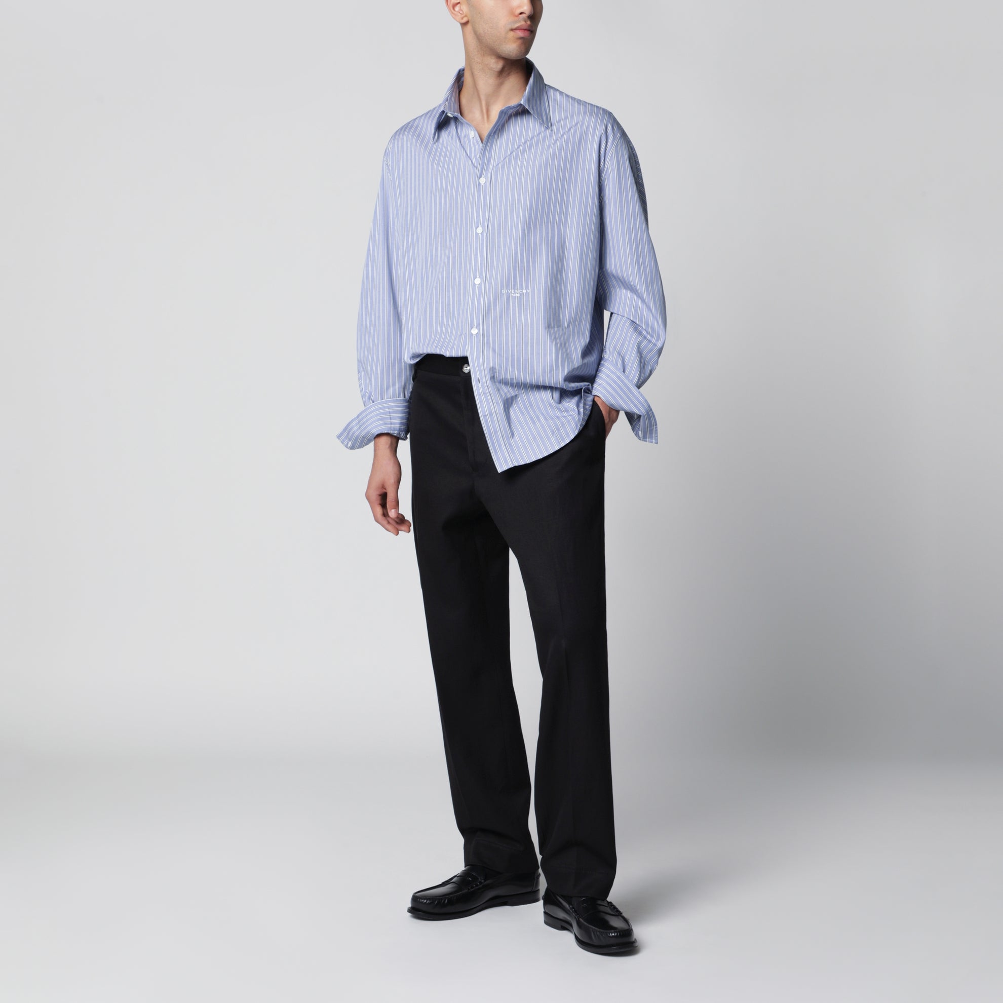 Pantalone nero in cotone e lino