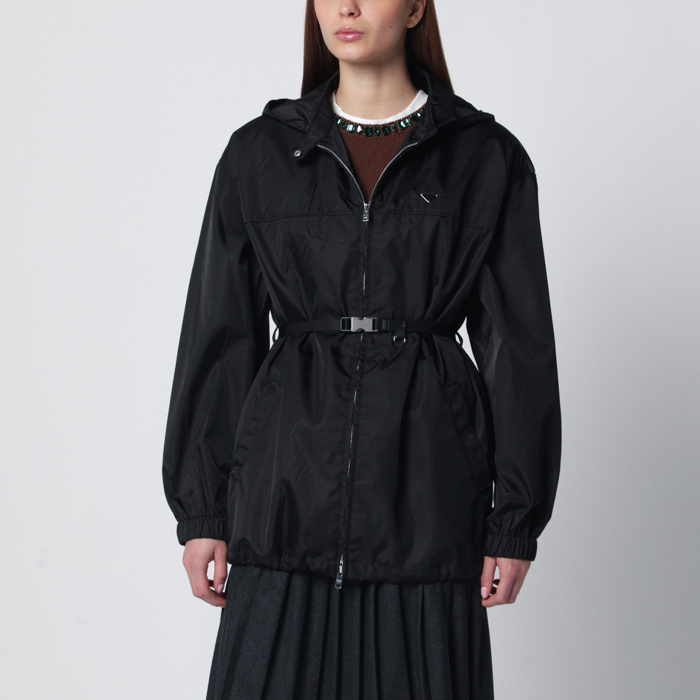 Schwarzer Blouson aus Re-Nylon