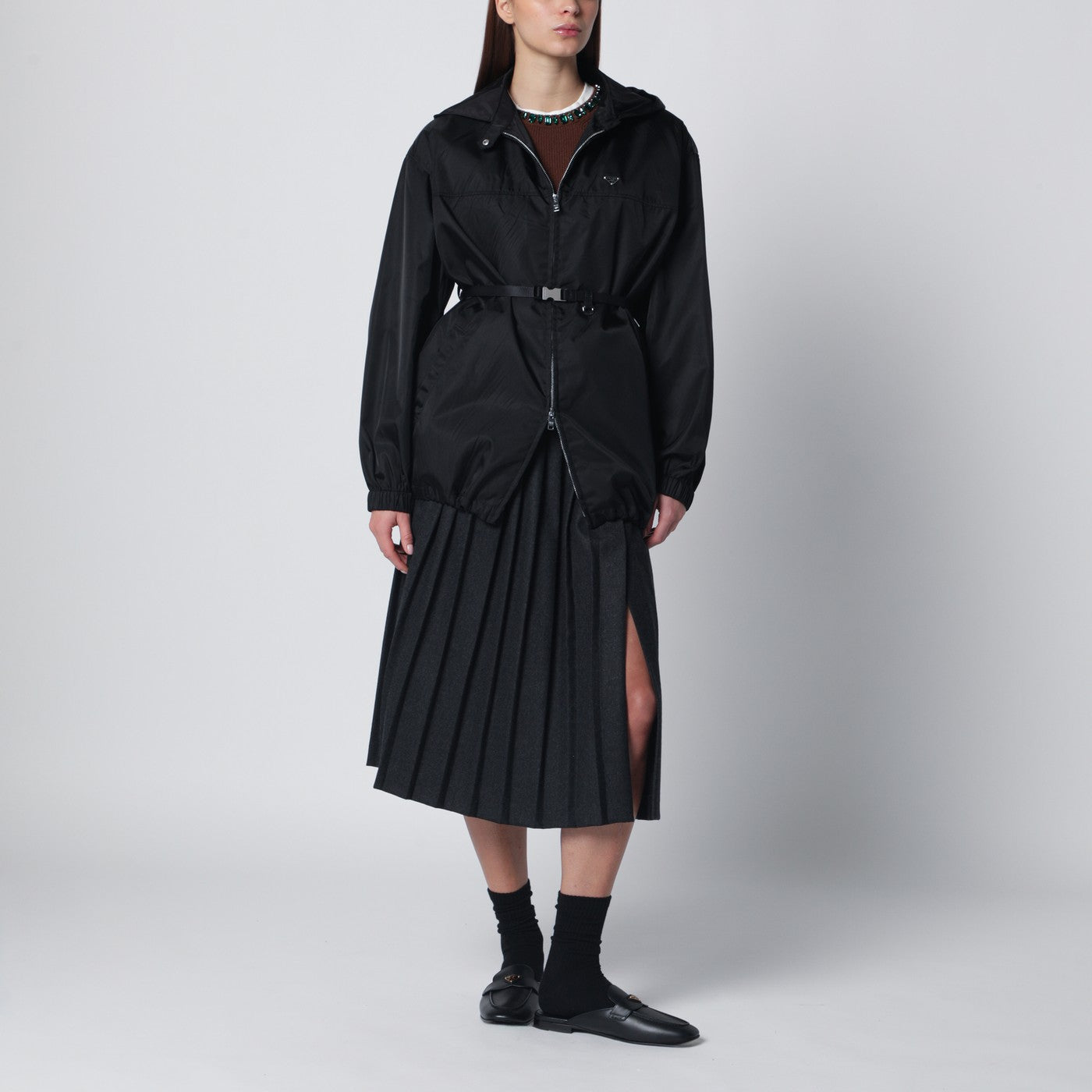 Schwarzer Blouson aus Re-Nylon